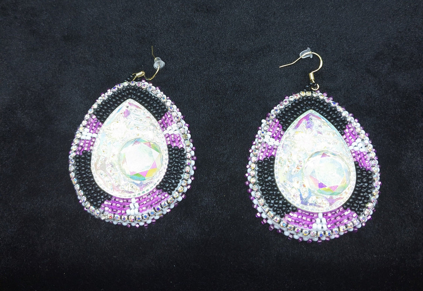 Hand-Beaded Teardrop Earrings: Ojibwe/Anishinaabe Made with Czech Glass