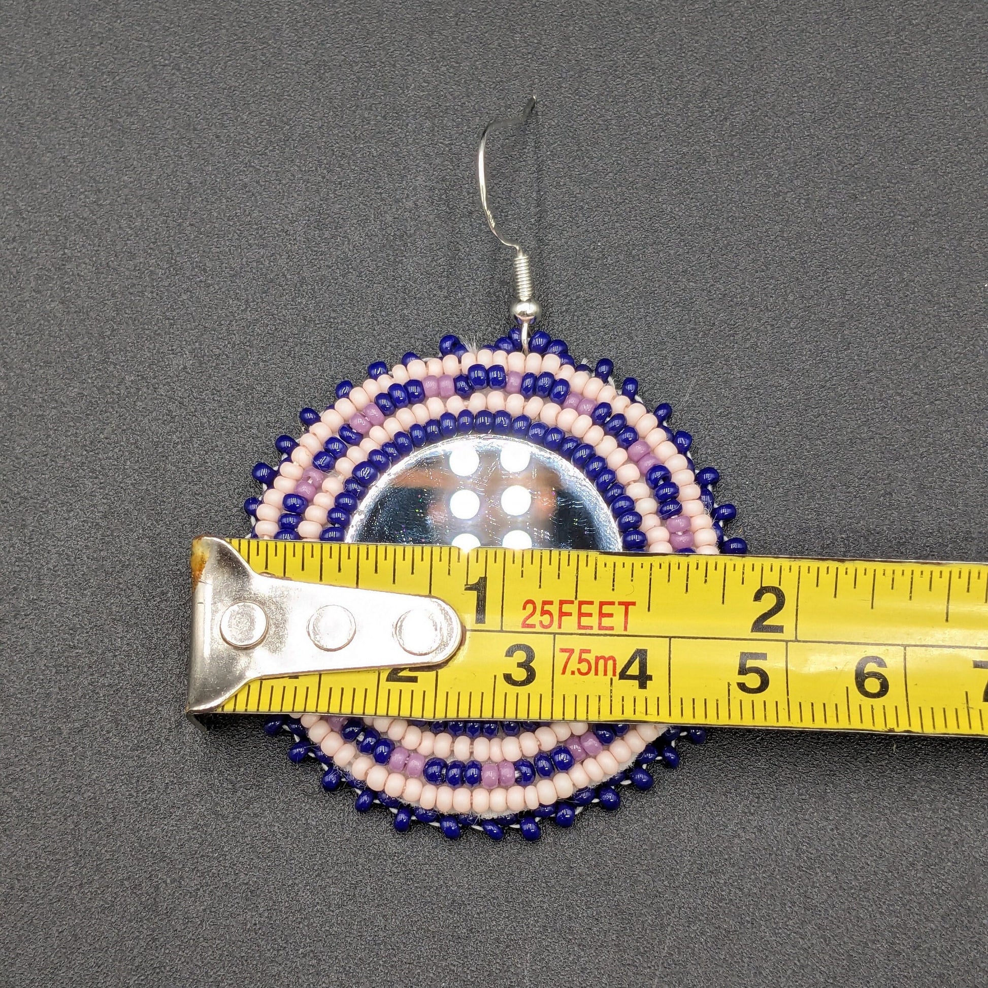 Hand-Beaded Mirror Earrings - Ojibwe/Anishinaabe Made