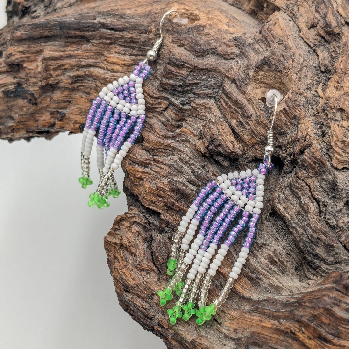 Hand Beaded Fringe Earrings: Anishinaabe Ojibwe Beadwork