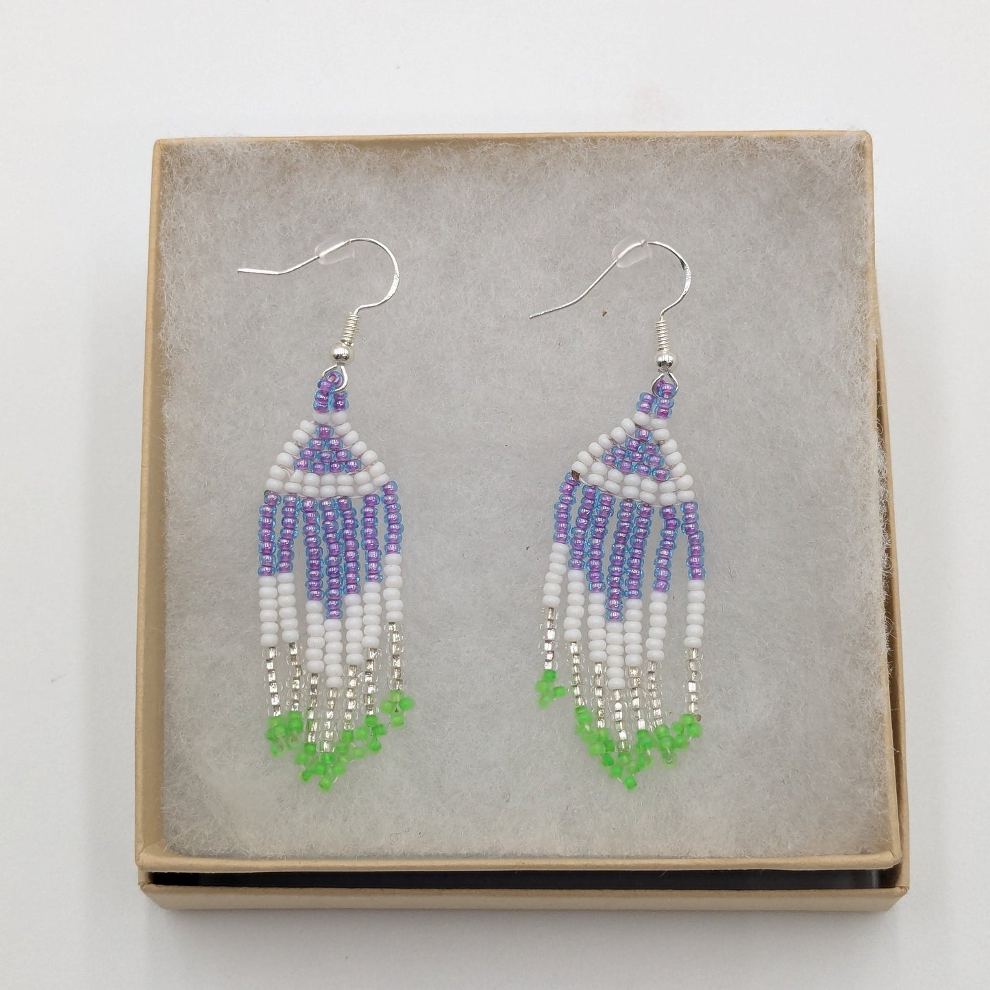 Hand Beaded Fringe Earrings: Anishinaabe Ojibwe Beadwork