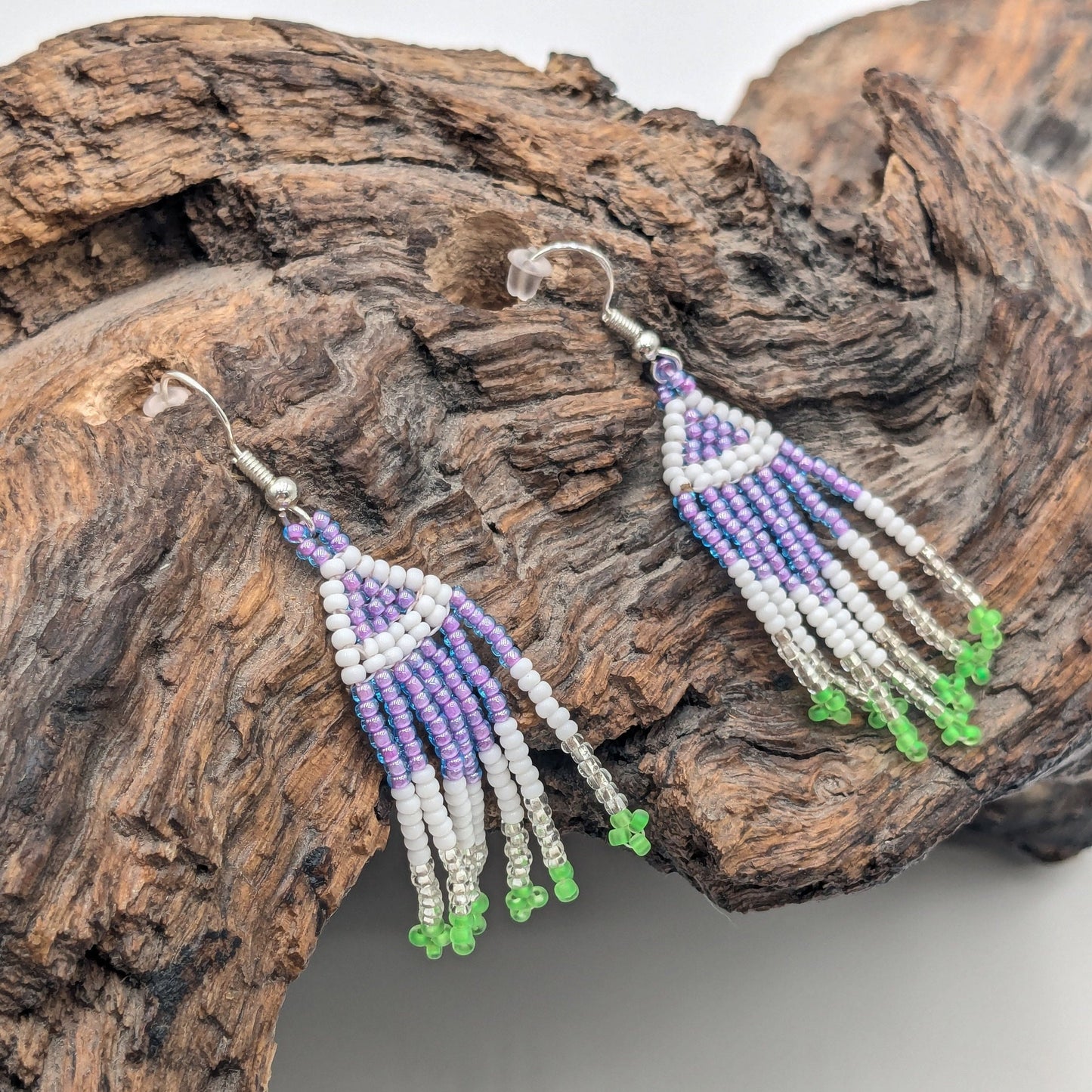 Hand Beaded Fringe Earrings: Anishinaabe Ojibwe Beadwork