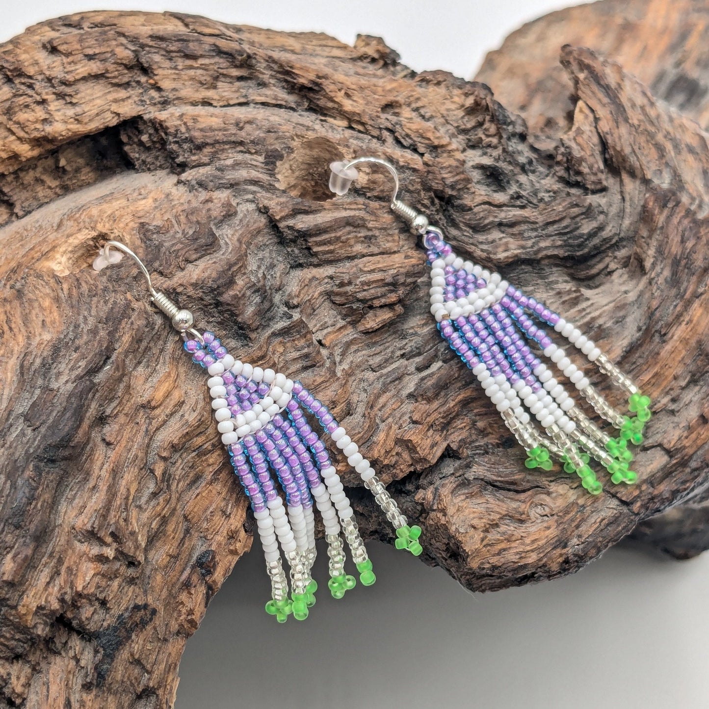 Hand Beaded Fringe Earrings: Anishinaabe Ojibwe Beadwork