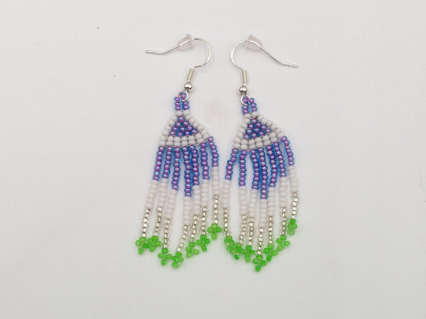 Hand Beaded Fringe Earrings: Anishinaabe Ojibwe Beadwork