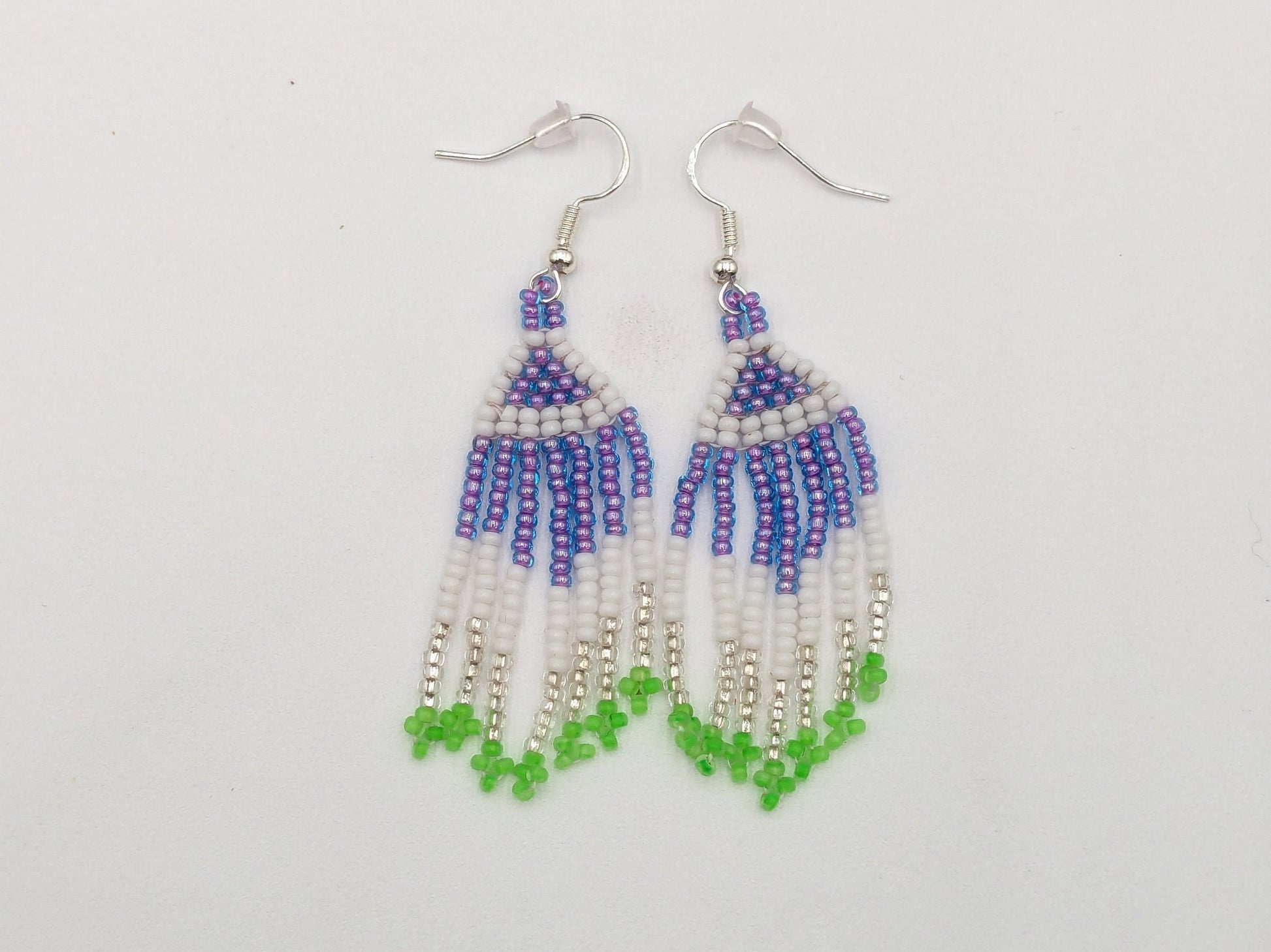 Hand Beaded Fringe Earrings: Anishinaabe Ojibwe Beadwork