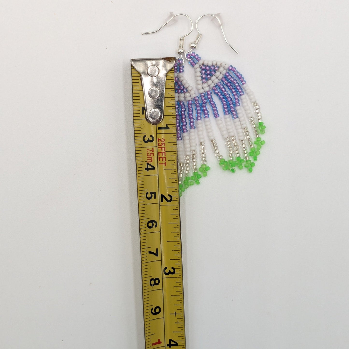 Hand Beaded Fringe Earrings: Anishinaabe Ojibwe Beadwork