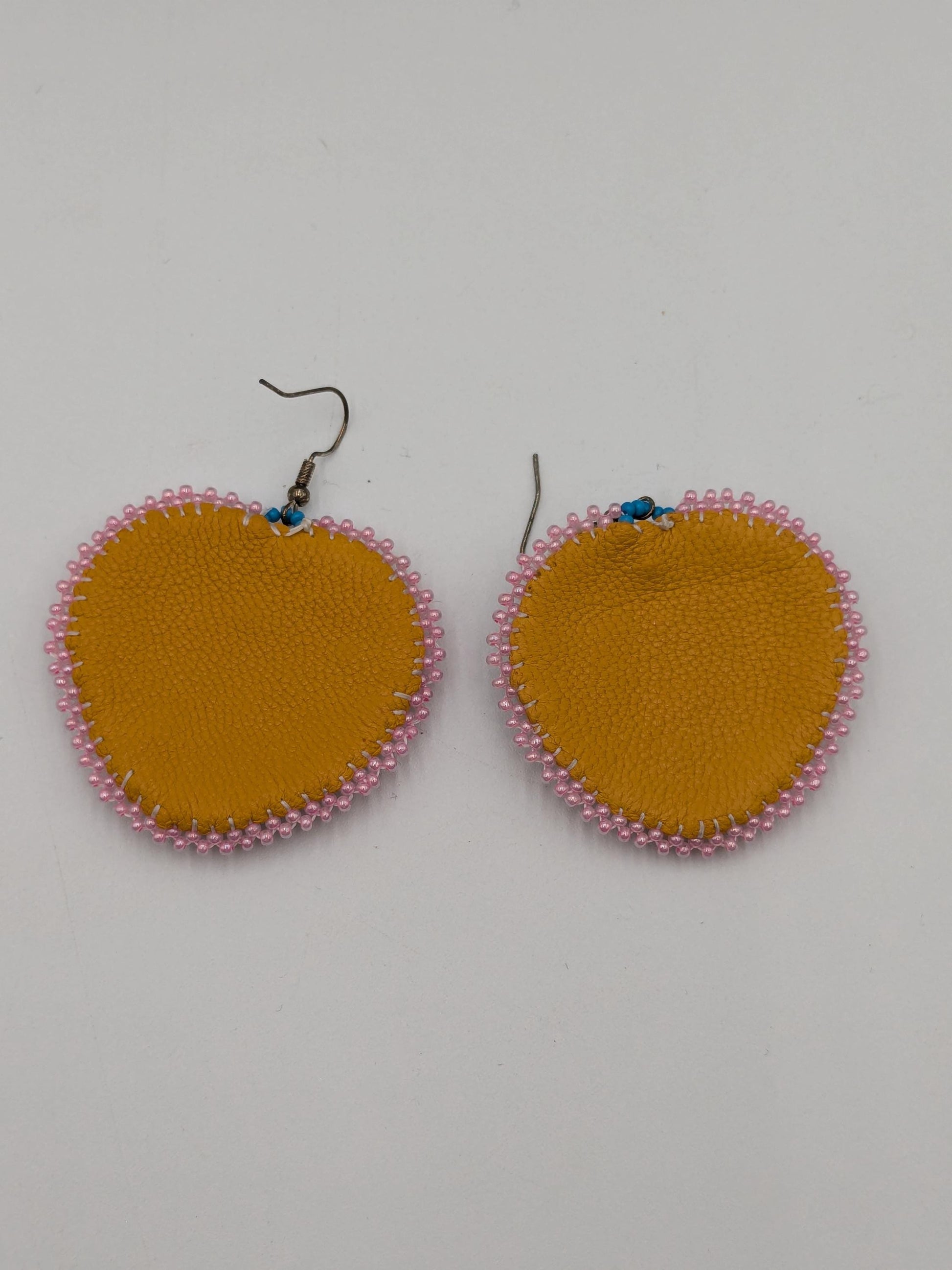 Handmade Beaded Heart Earrings: Ojibwe Turquoise Style