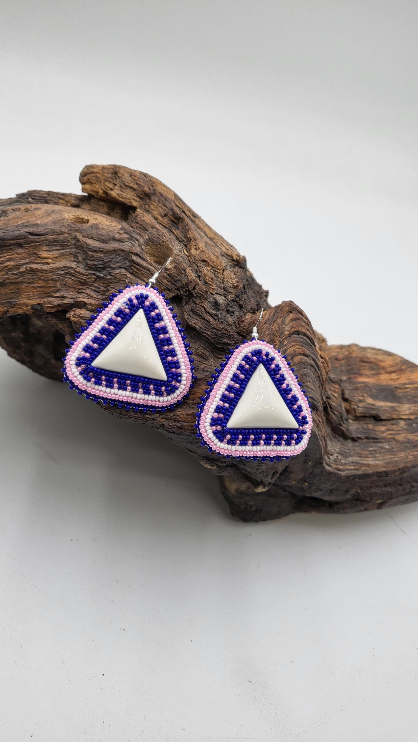 Hand Beaded Earrings: Anishinaabe/Ojibwe Beadwork, Hypoallergenic Hooks