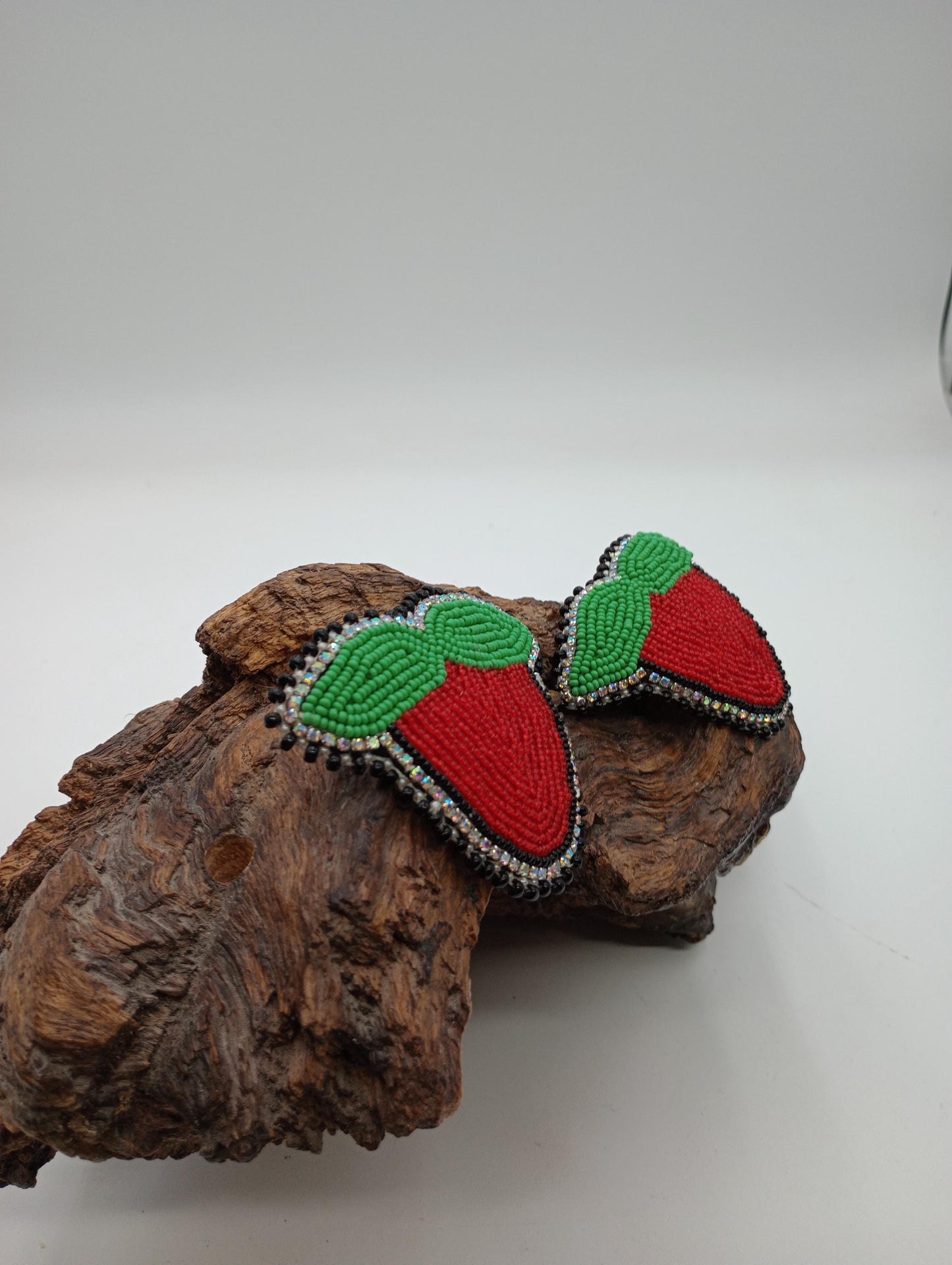 Beaded Strawberry Earrings: Handmade Ojibwe-Inspired Statement Jewelry