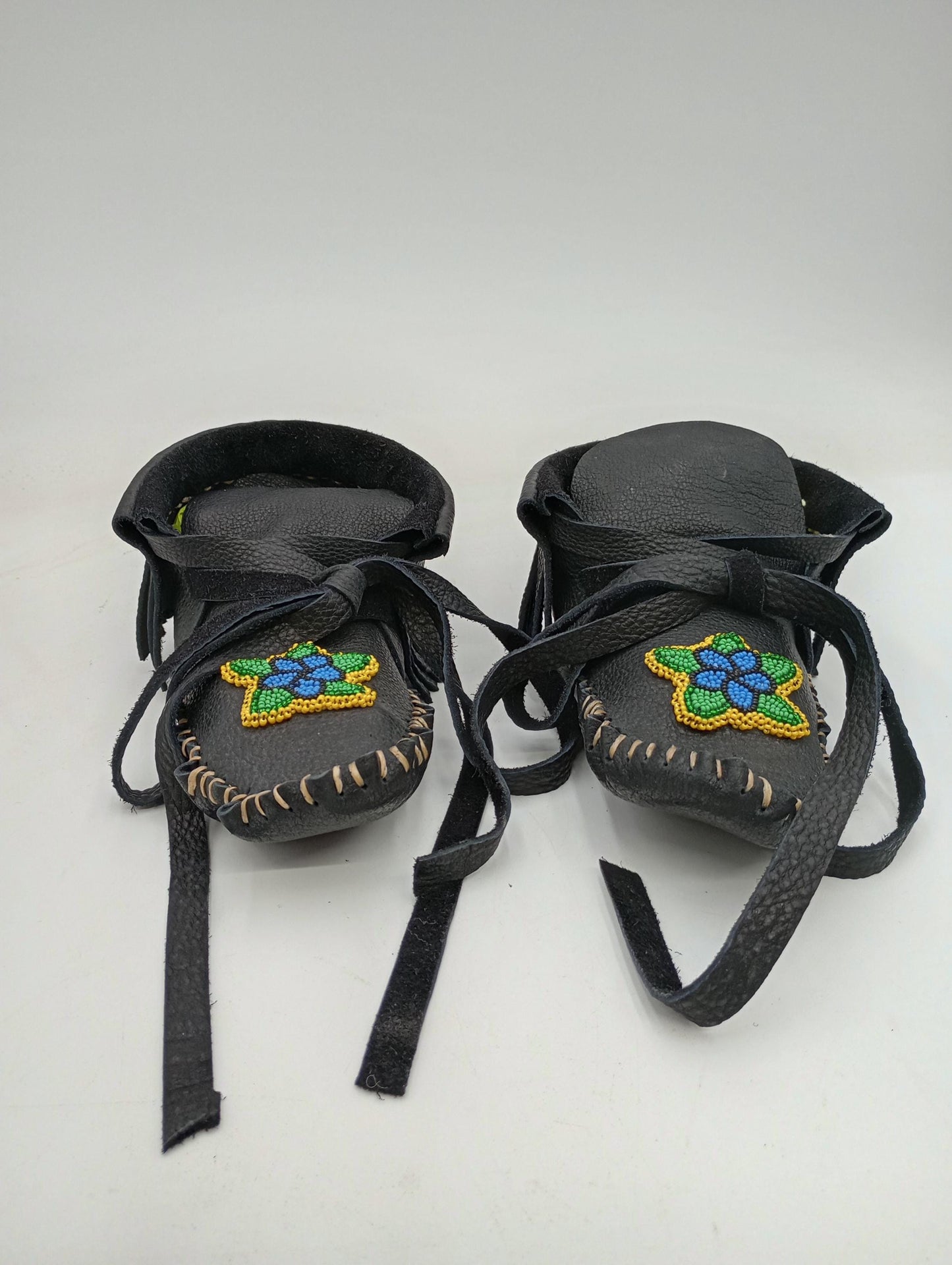 Hand Sewn Beaded Leather Moccasins: Ojibwe Made