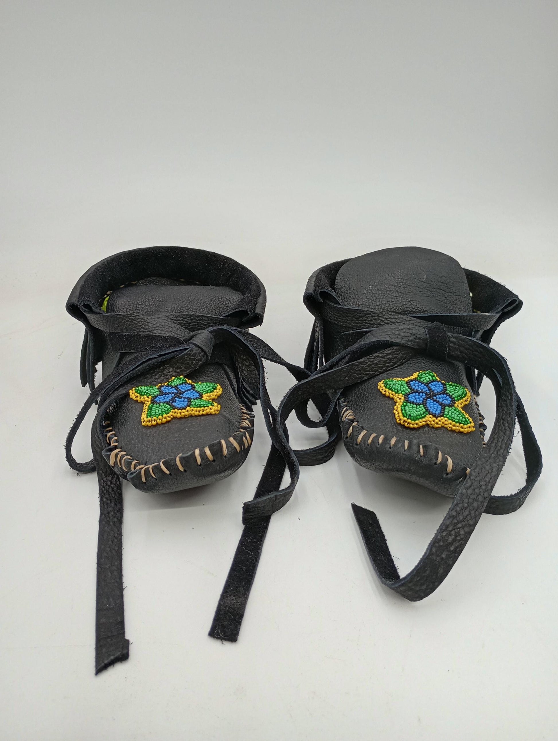 Hand Sewn Beaded Leather Moccasins: Ojibwe Made