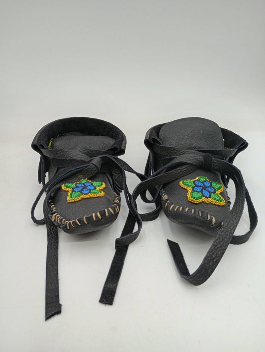 Hand Sewn Beaded Leather Moccasins: Ojibwe Made