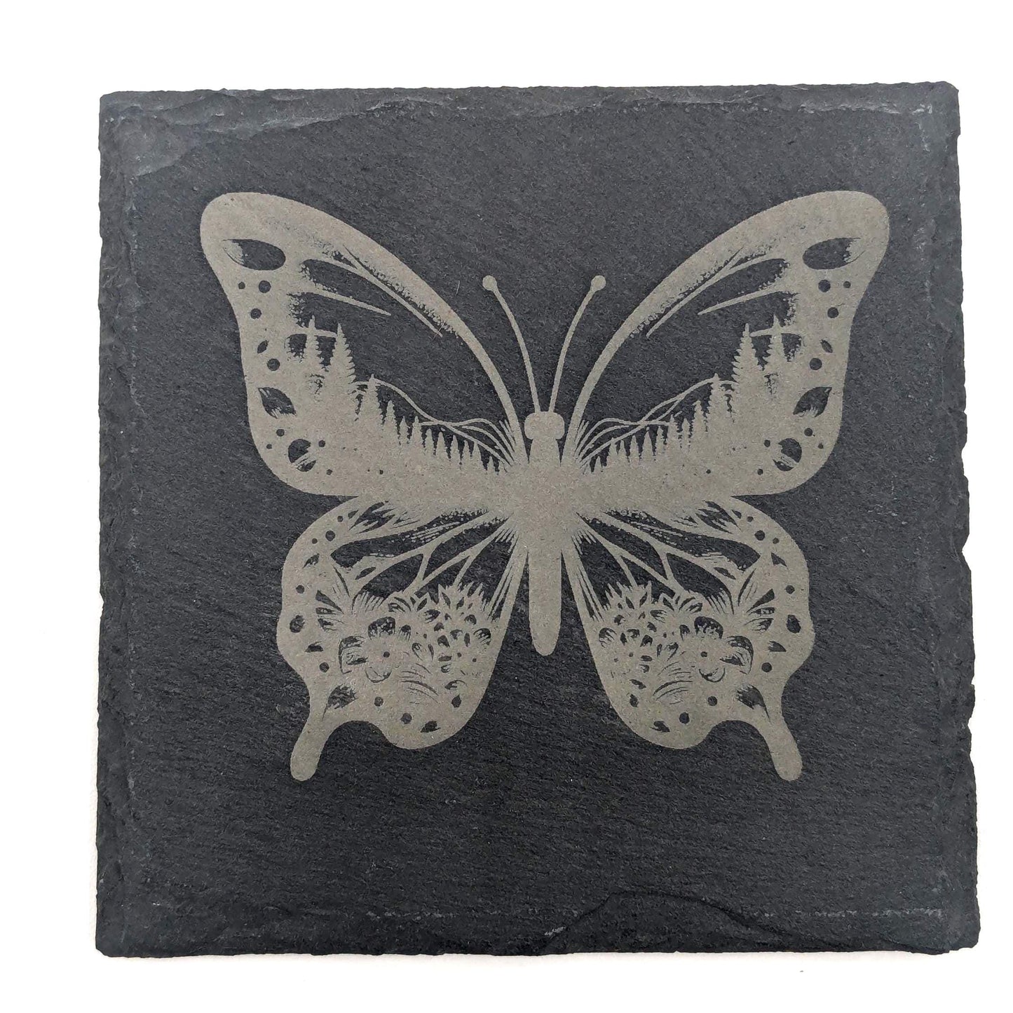 Etched Slate Coasters: Animal & Nature Scenes, Set of 4
