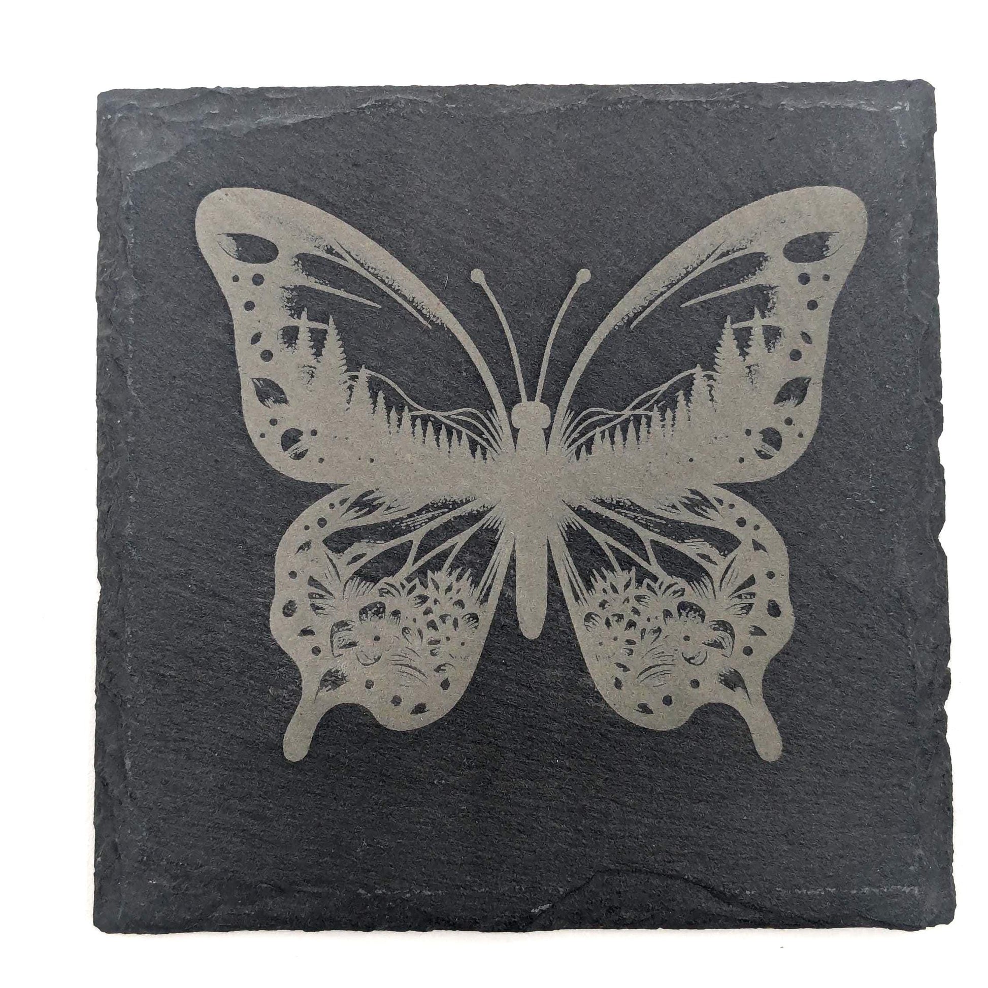Etched Slate Coasters: Animal & Nature Scenes, Set of 4