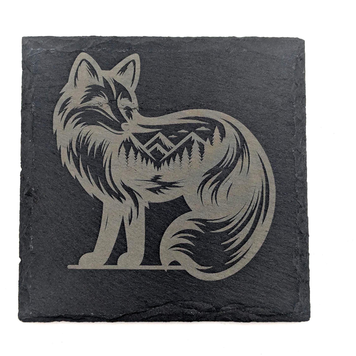 Etched Slate Coasters: Animal & Nature Scenes, Set Of 4