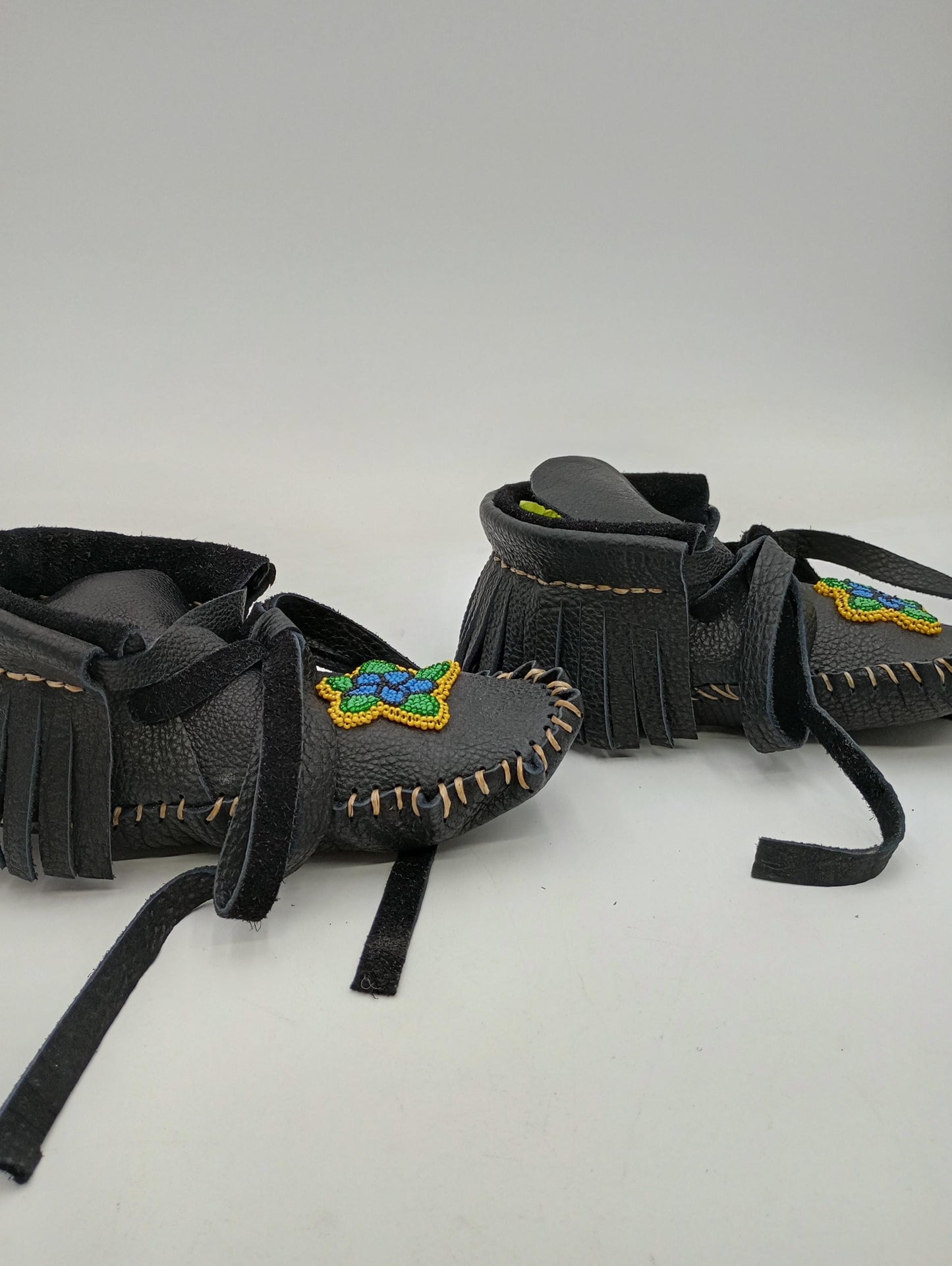 Hand Sewn Beaded Leather Moccasins: Ojibwe Made