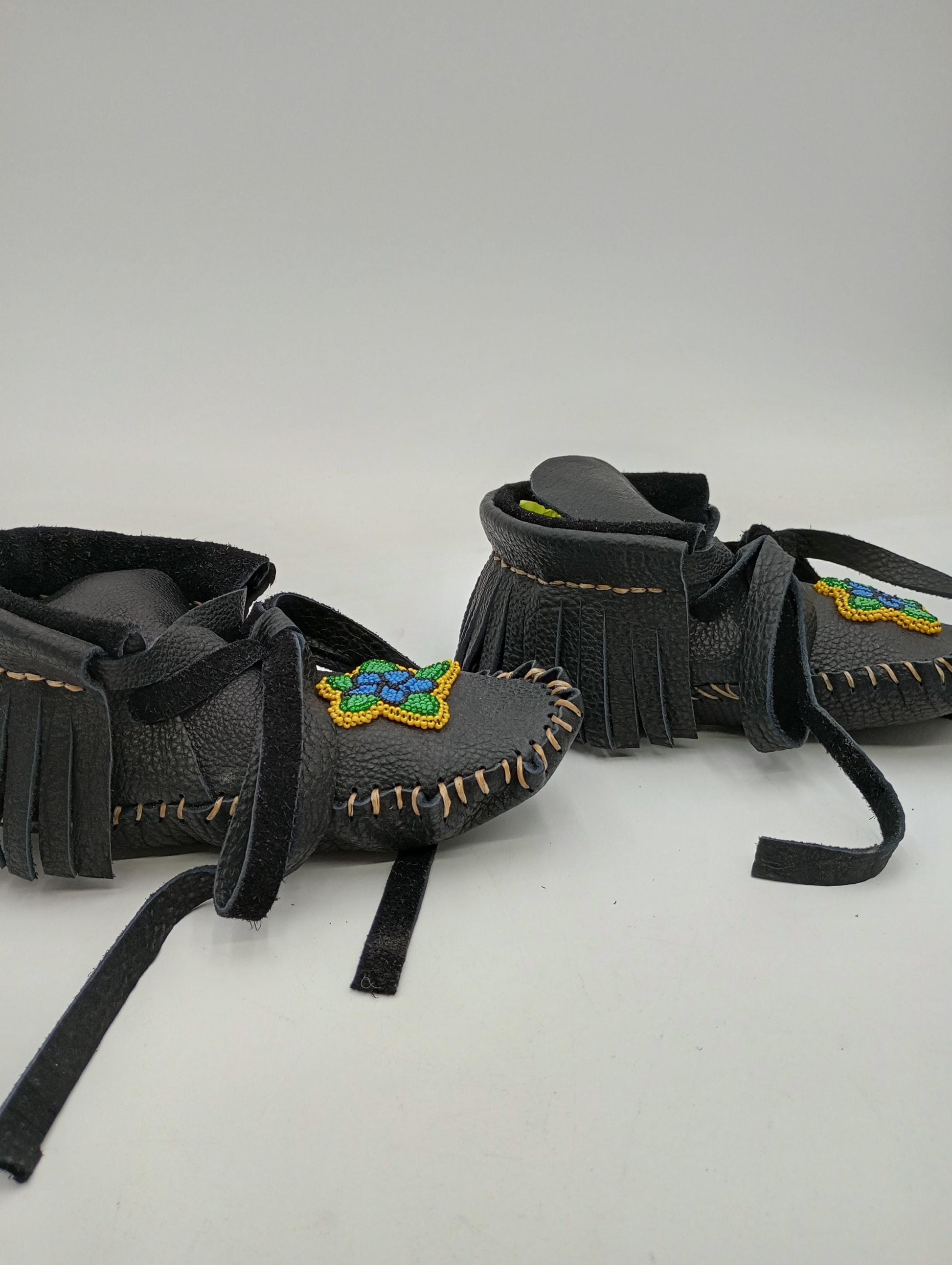 Hand Sewn Beaded Leather Moccasins: Ojibwe Made