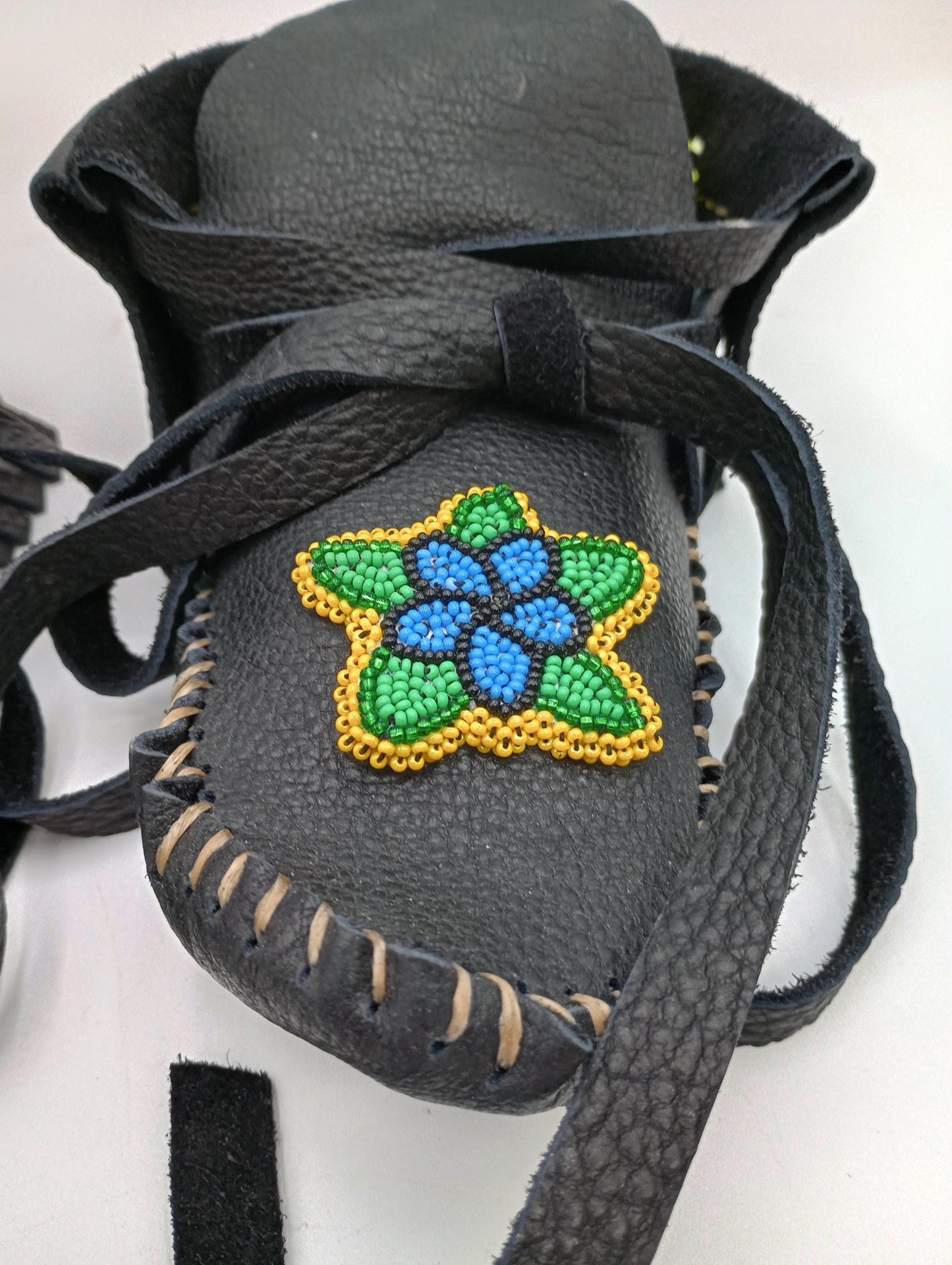 Hand Sewn Beaded Leather Moccasins: Ojibwe Made