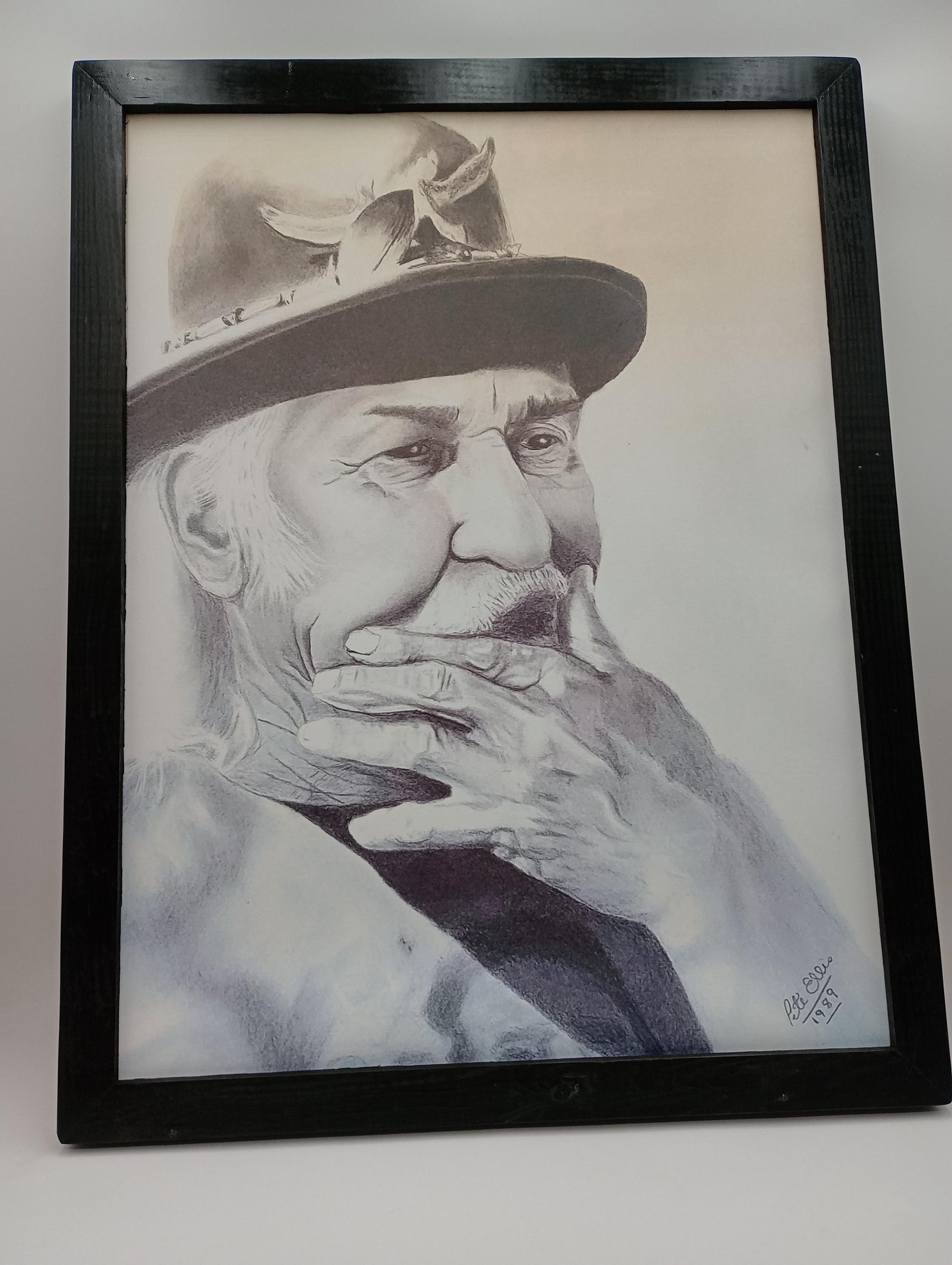 Framed Canvas Art Print: Portrait of Jim "Ironlegs" Weaver