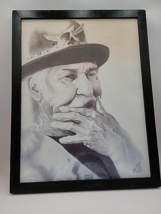 Framed Canvas Art Print: Portrait of Jim "Ironlegs" Weaver