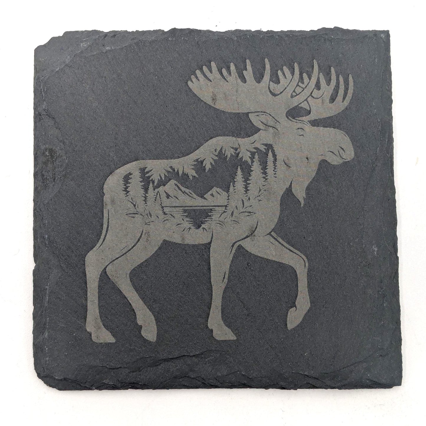 Etched Slate Coasters: Animal & Nature Scenes, Set Of 4