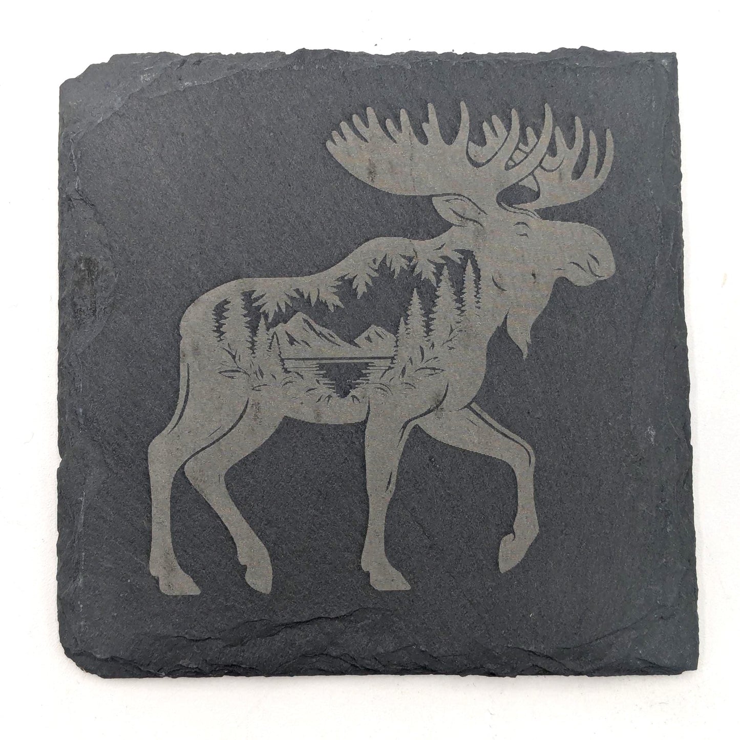Etched Slate Coasters: Animal & Nature Scenes, Set of 4