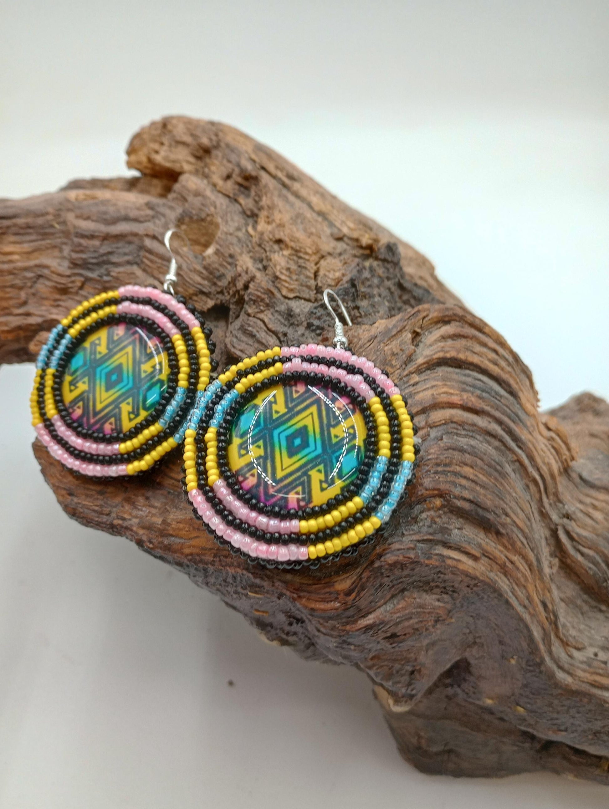 Hand Beaded Earrings: Anishinaabe/Ojibwe Beadwork, Hypoallergenic Hooks