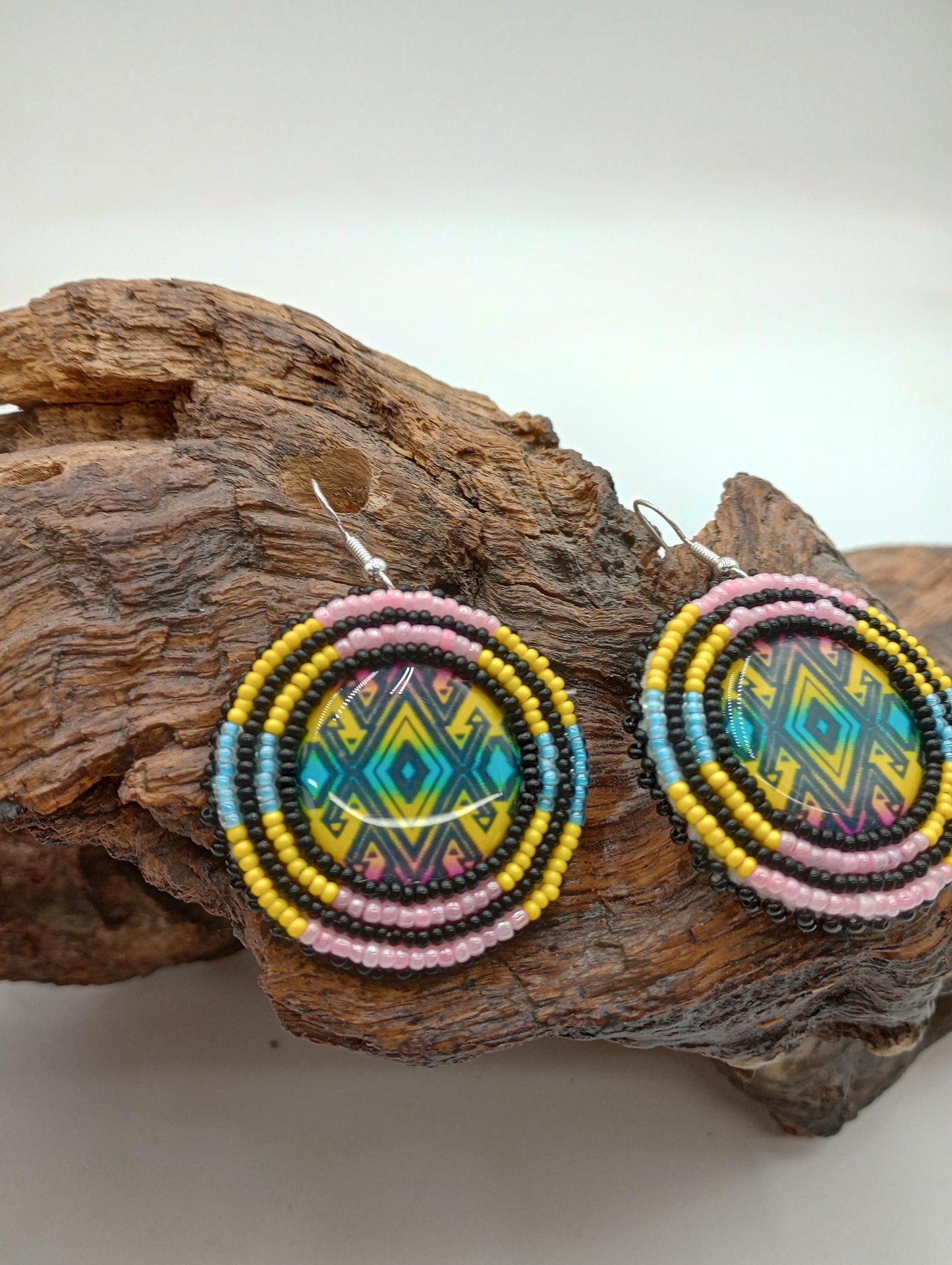 Hand Beaded Earrings: Anishinaabe/Ojibwe Beadwork, Hypoallergenic Hooks