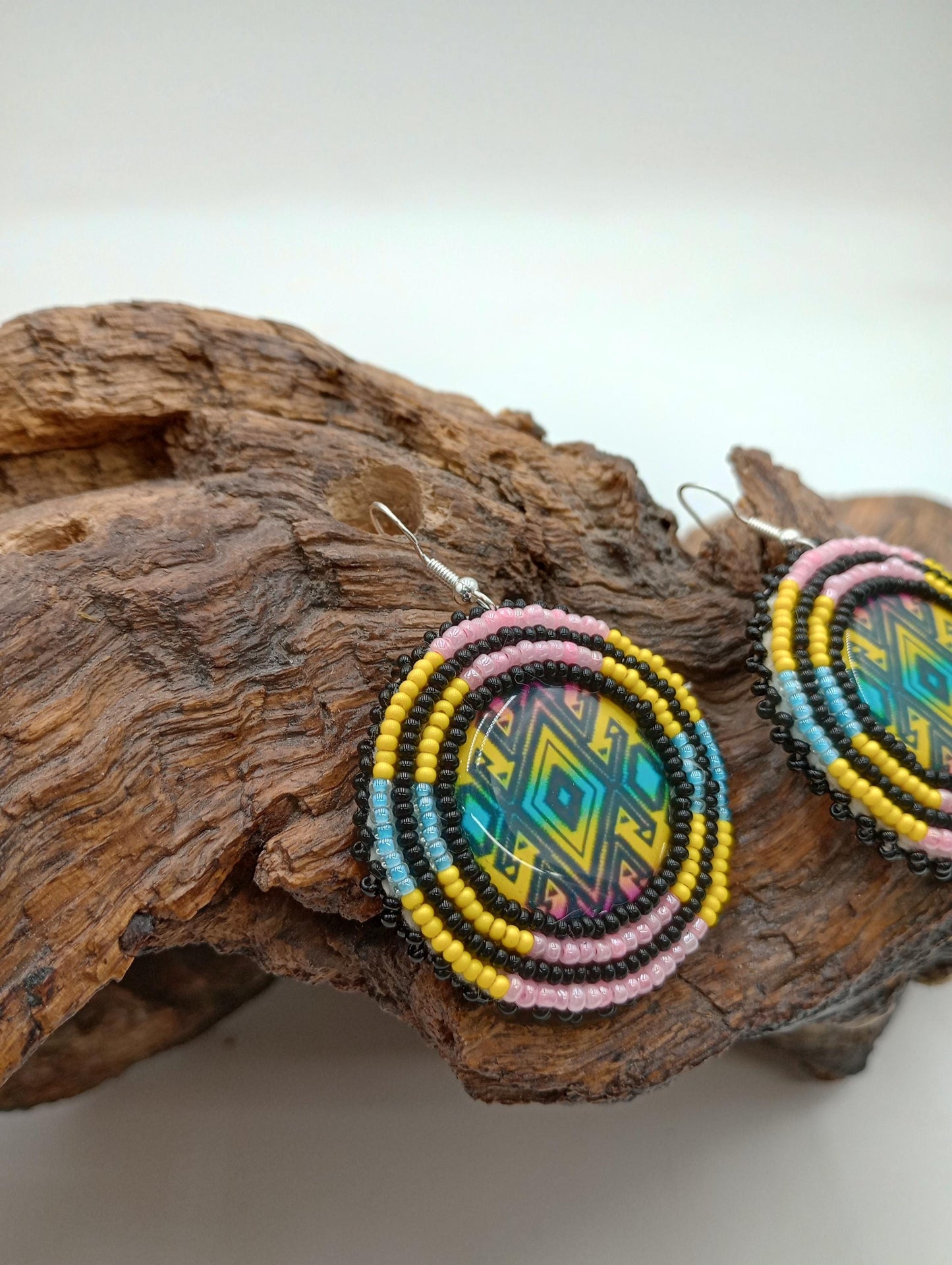 Hand Beaded Earrings: Anishinaabe/Ojibwe Beadwork, Hypoallergenic Hooks