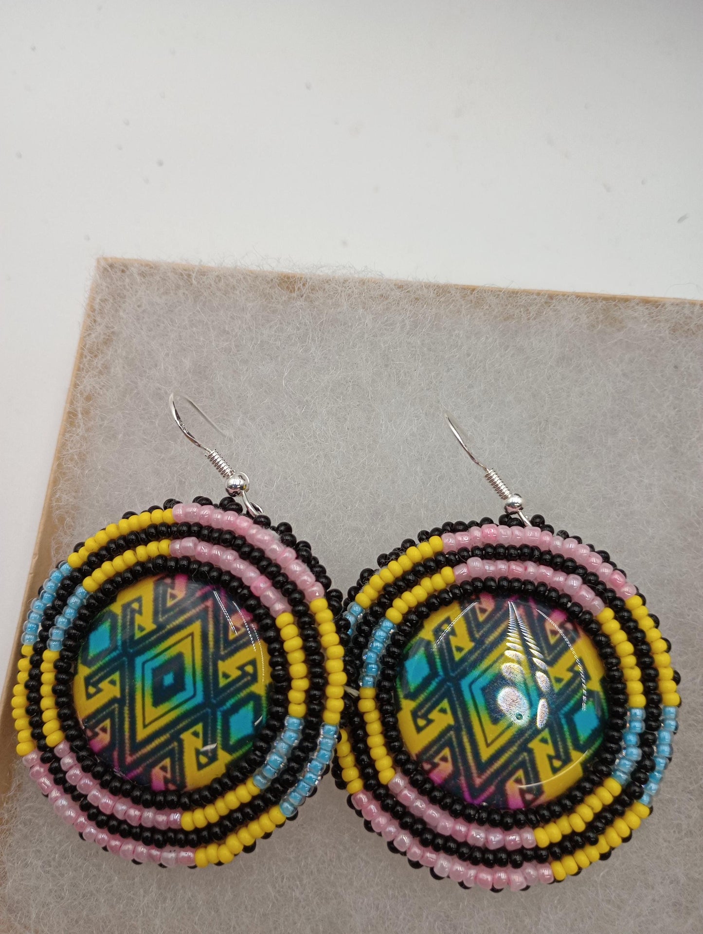 Hand Beaded Earrings: Anishinaabe/Ojibwe Beadwork, Hypoallergenic Hooks