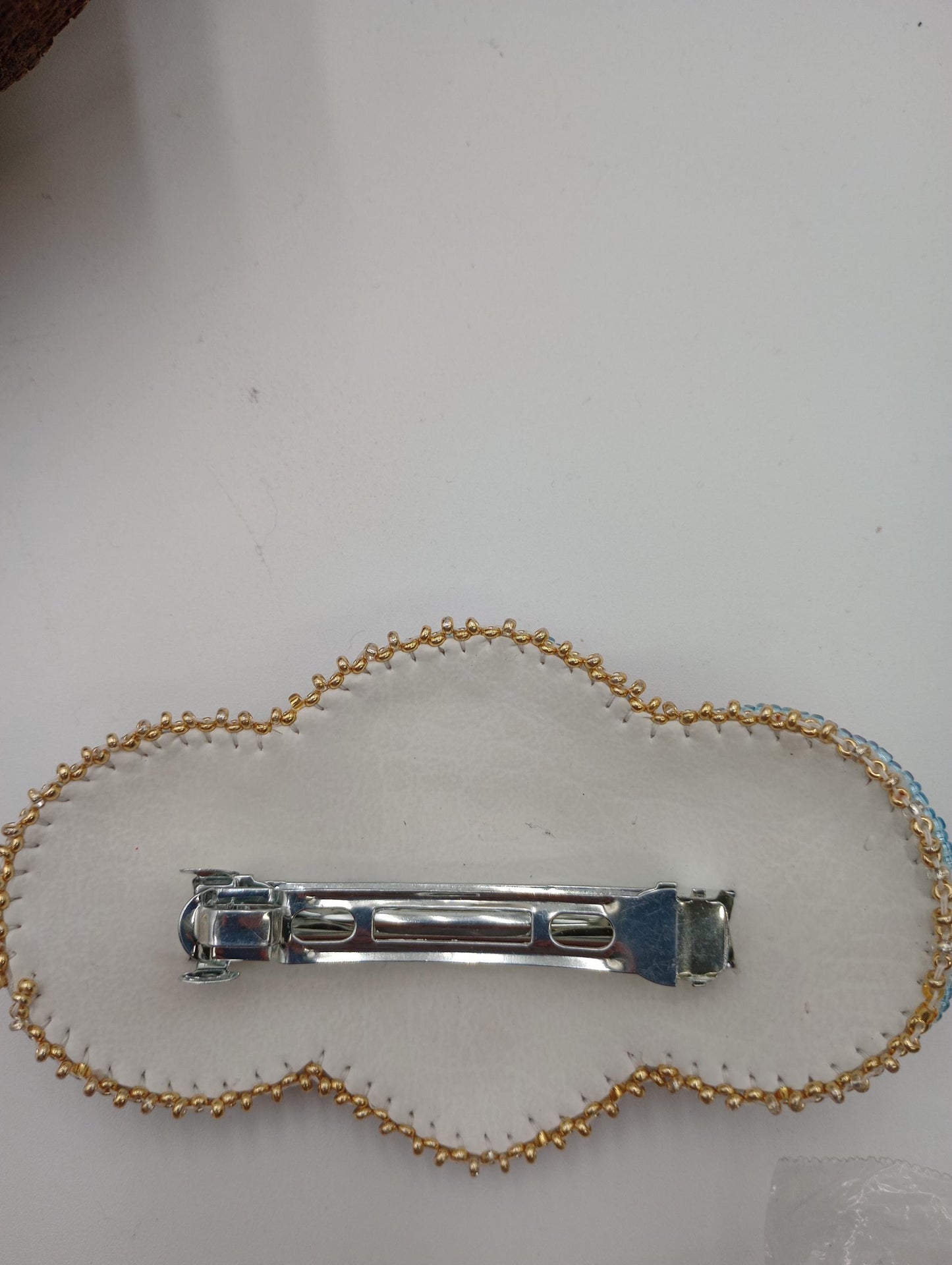 Ojibwe Beaded Hair Barrette: Handcrafted Leather & Metal Clip