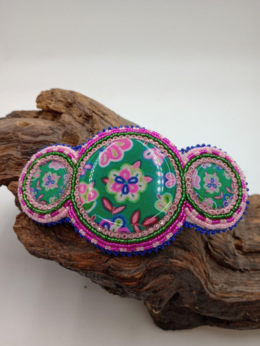 Ojibwe Beaded Hair Barrette: Handcrafted Floral Design
