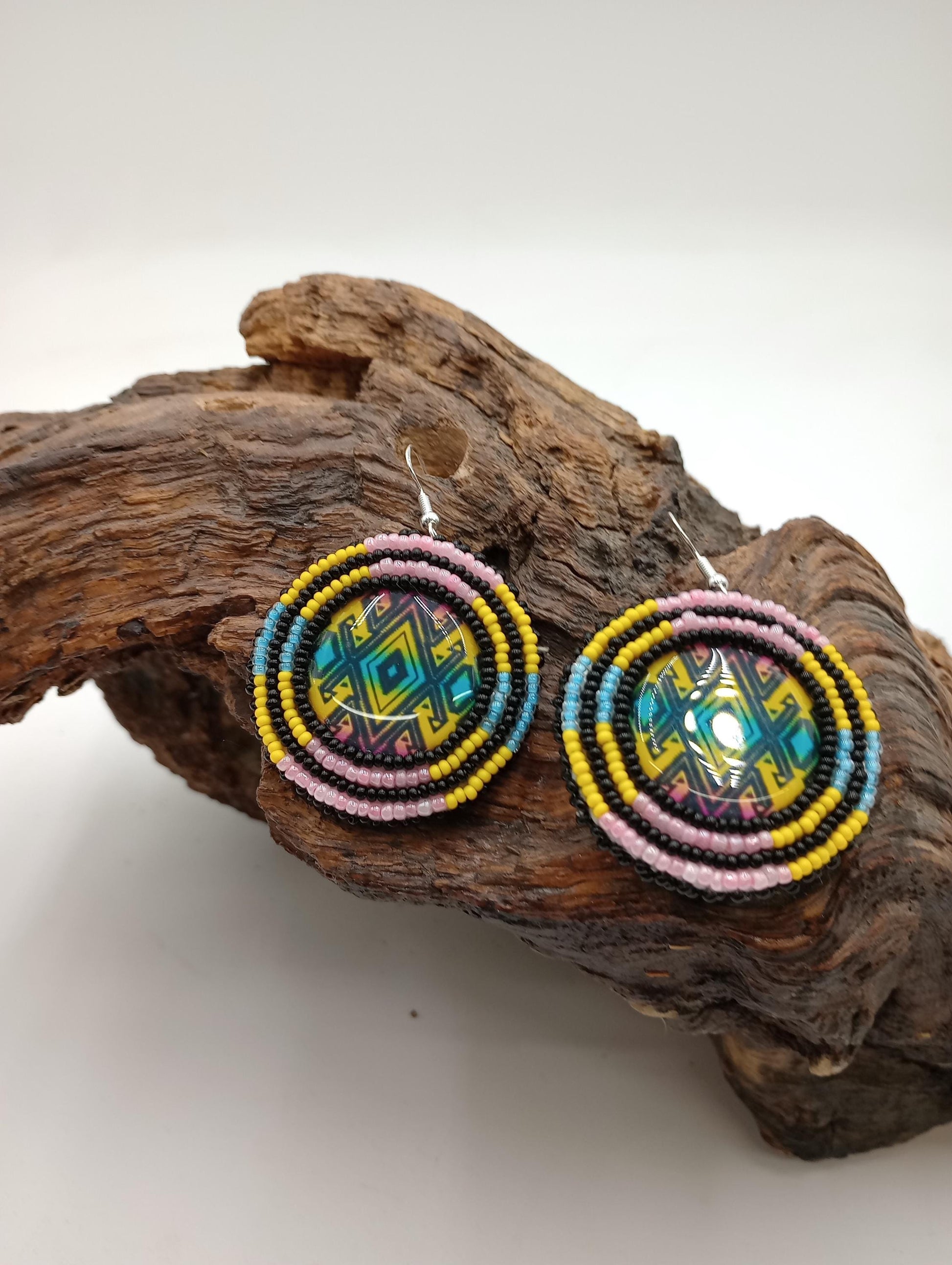 Hand Beaded Earrings: Anishinaabe/Ojibwe Beadwork, Hypoallergenic Hooks
