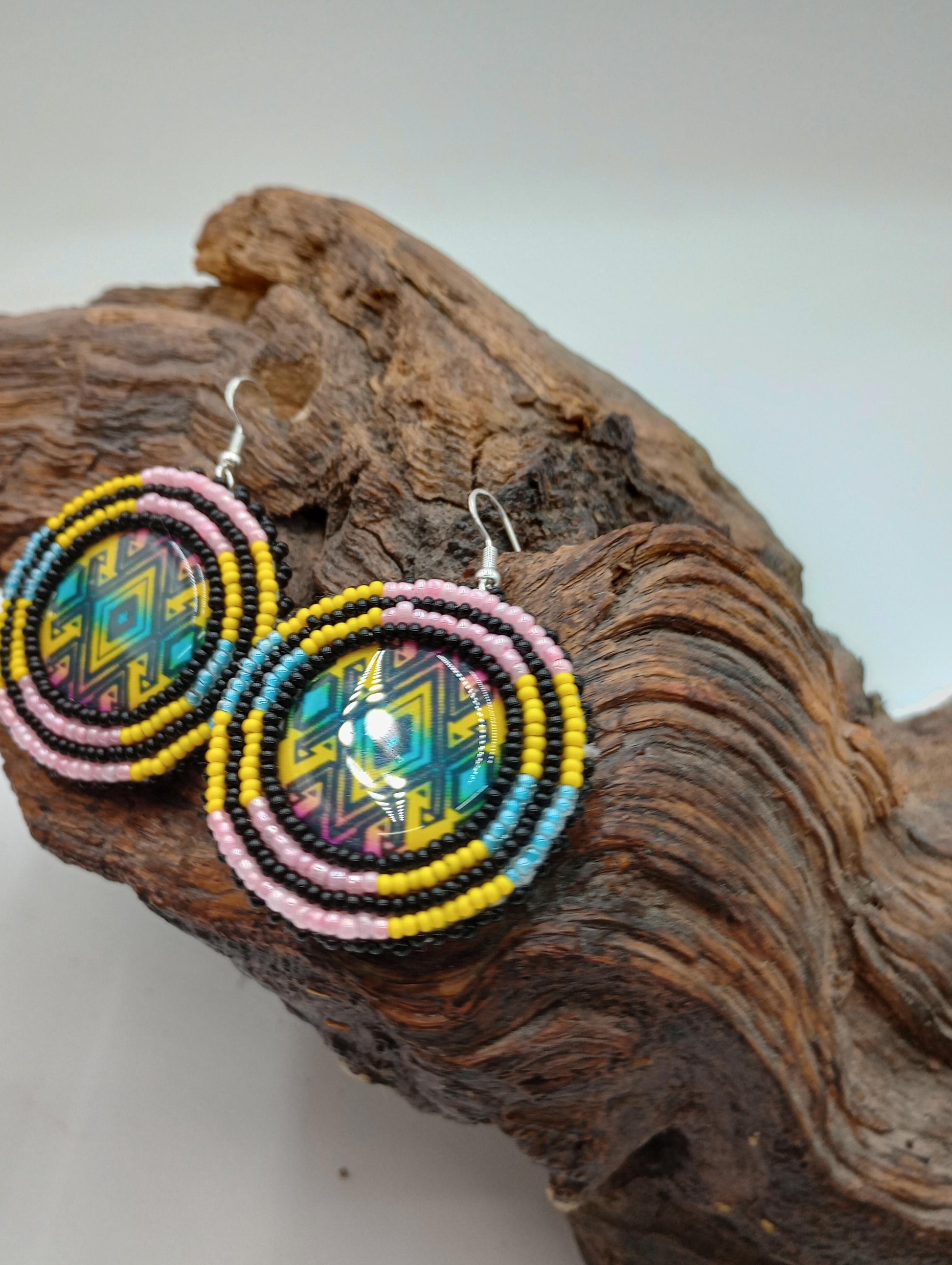 Hand Beaded Earrings: Anishinaabe/Ojibwe Beadwork, Hypoallergenic Hooks