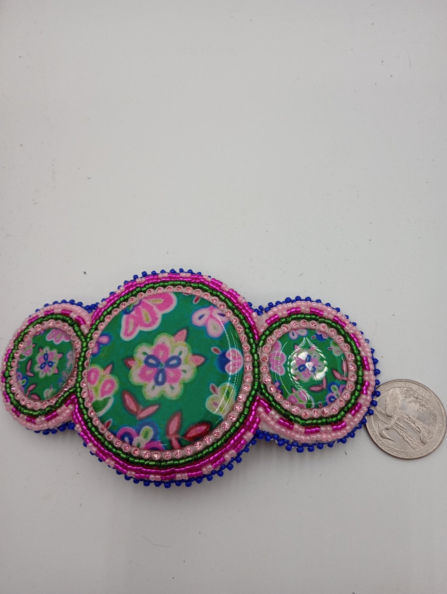 Ojibwe Beaded Hair Barrette: Handcrafted Floral Design