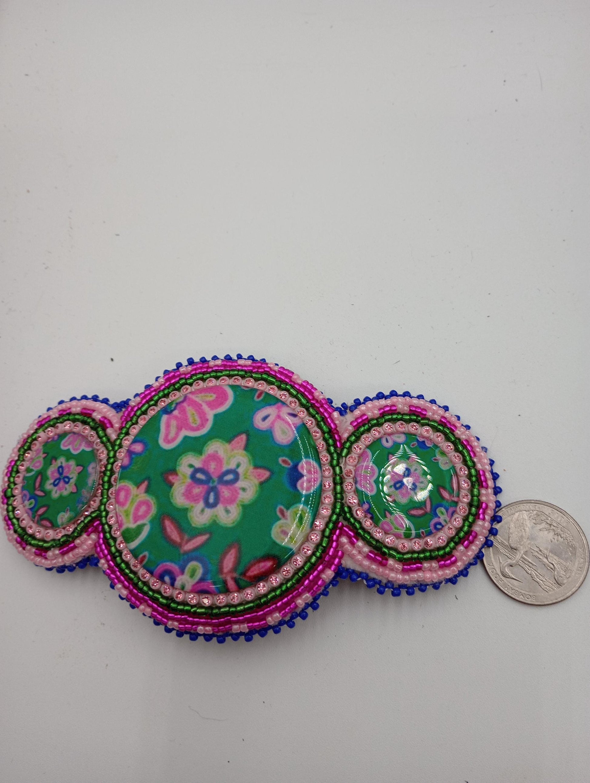 Ojibwe Beaded Hair Barrette: Handcrafted Floral Design