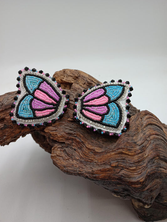 Beaded Butterfly Barrette & Earring Set: Anishinaabe Ojibwe Craft
