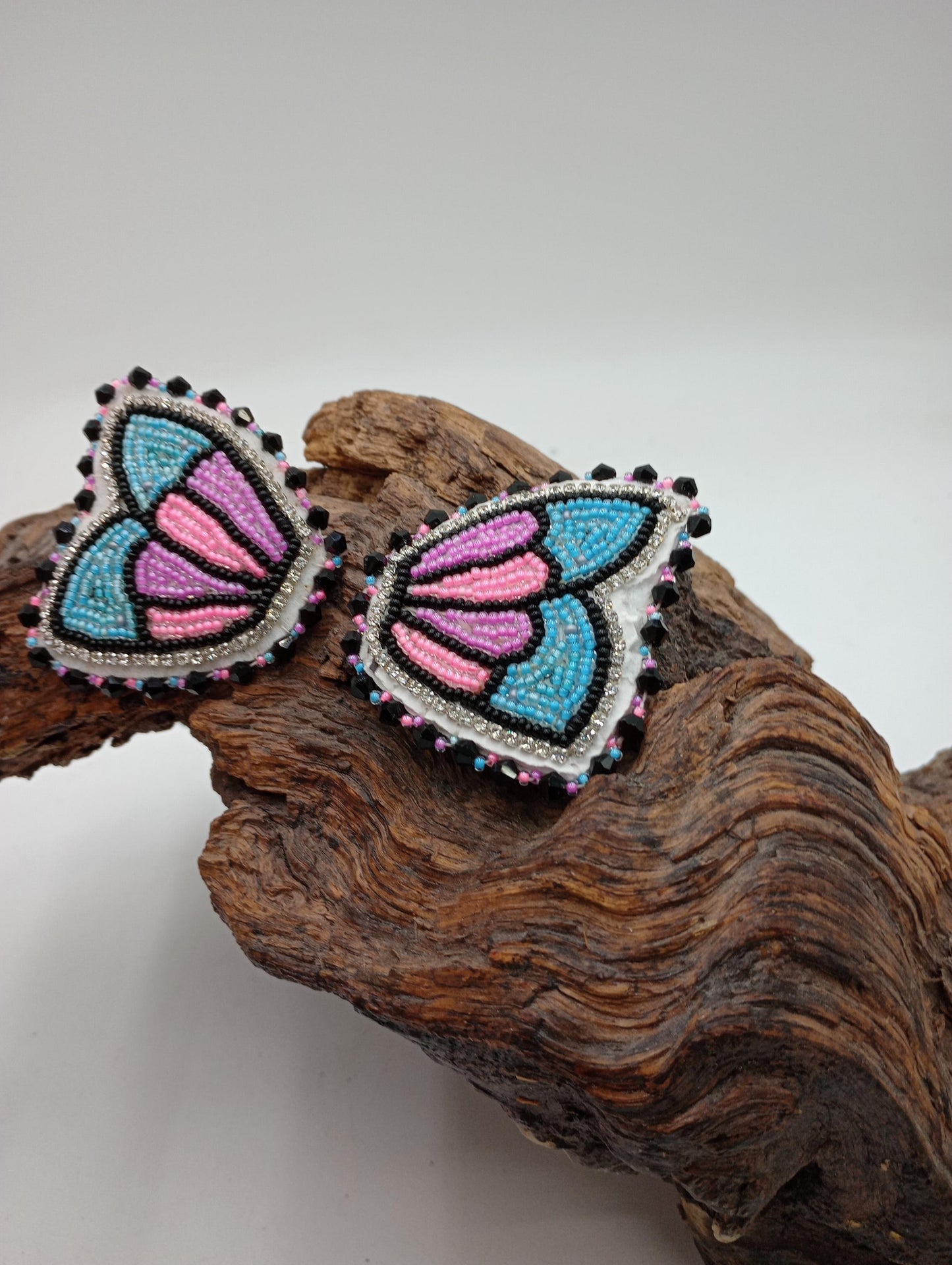 Beaded Butterfly Barrette & Earring Set: Anishinaabe Ojibwe Craft