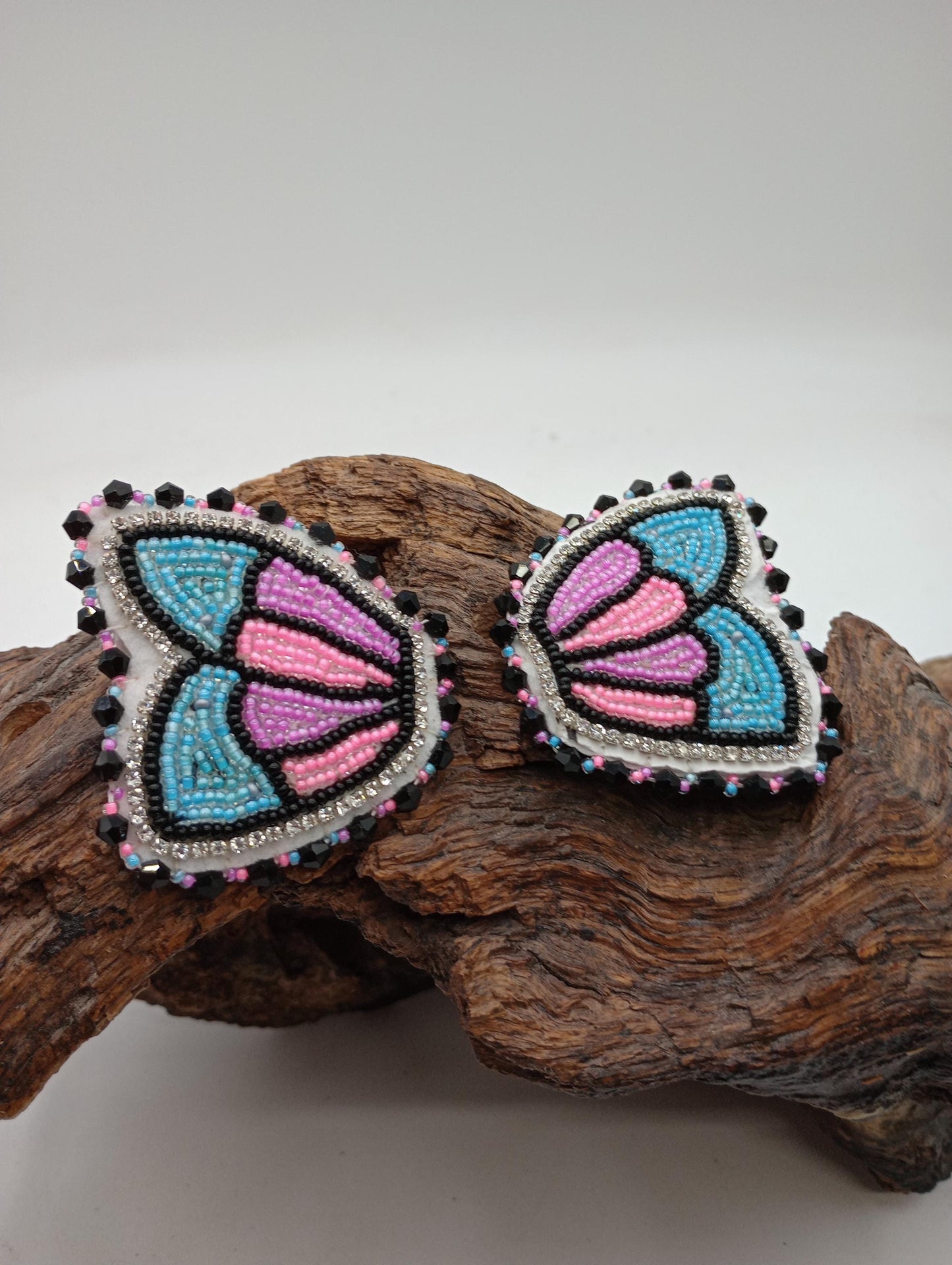 Beaded Butterfly Barrette & Earring Set: Anishinaabe Ojibwe Craft