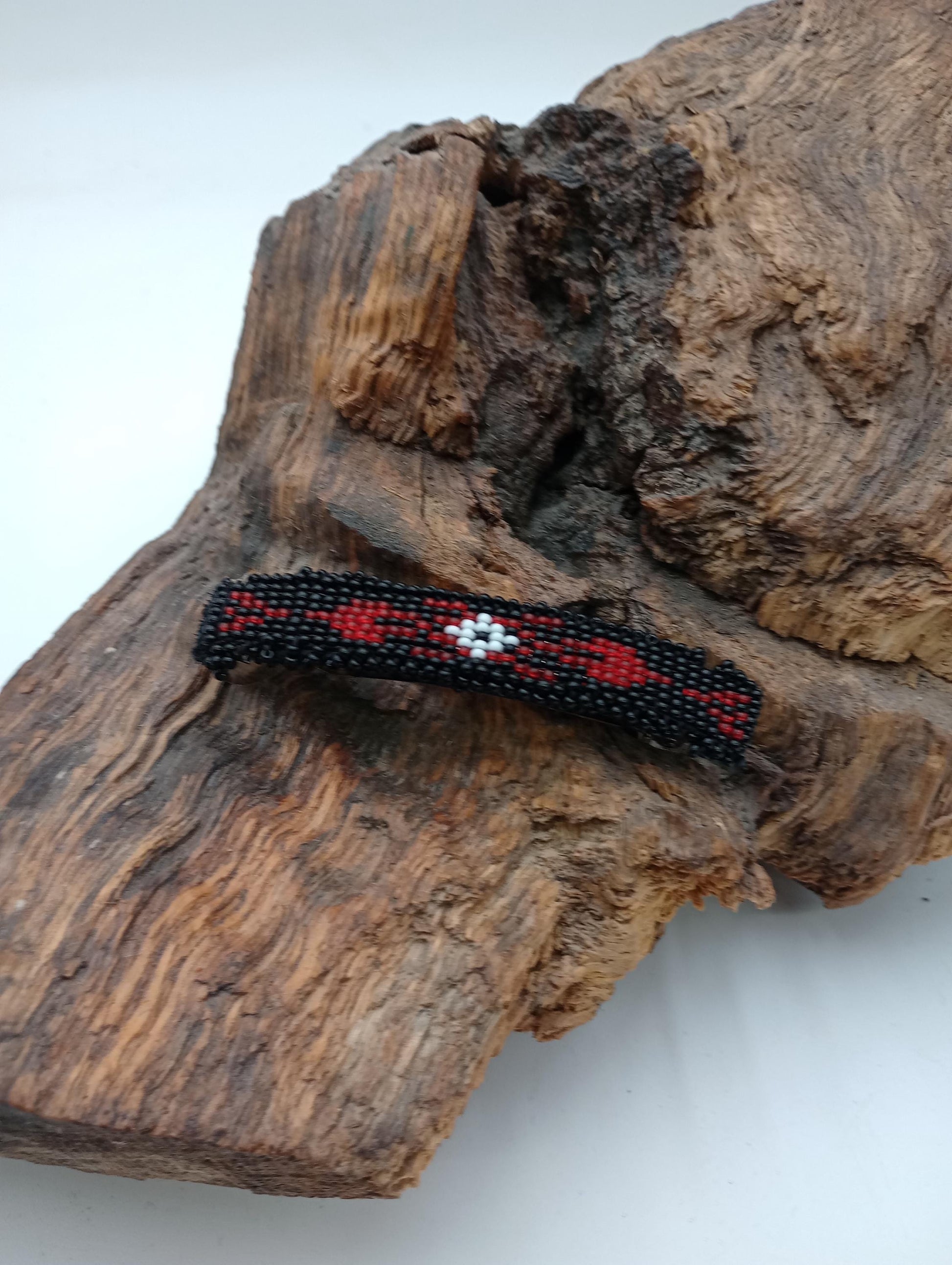 Hand Beaded Hair Barrette: Ojibwe Artisan Design - White Earth Nation