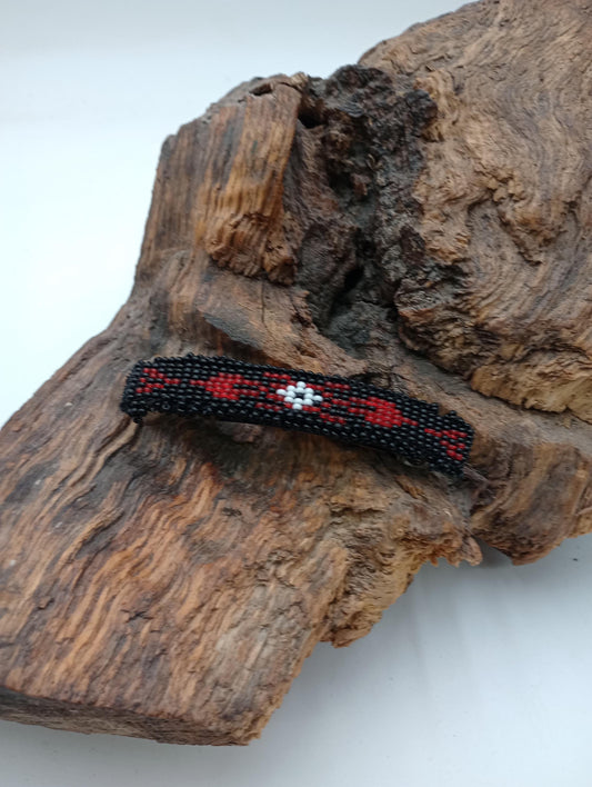 Hand Beaded Hair Barrette: Ojibwe Artisan Design - White Earth Nation
