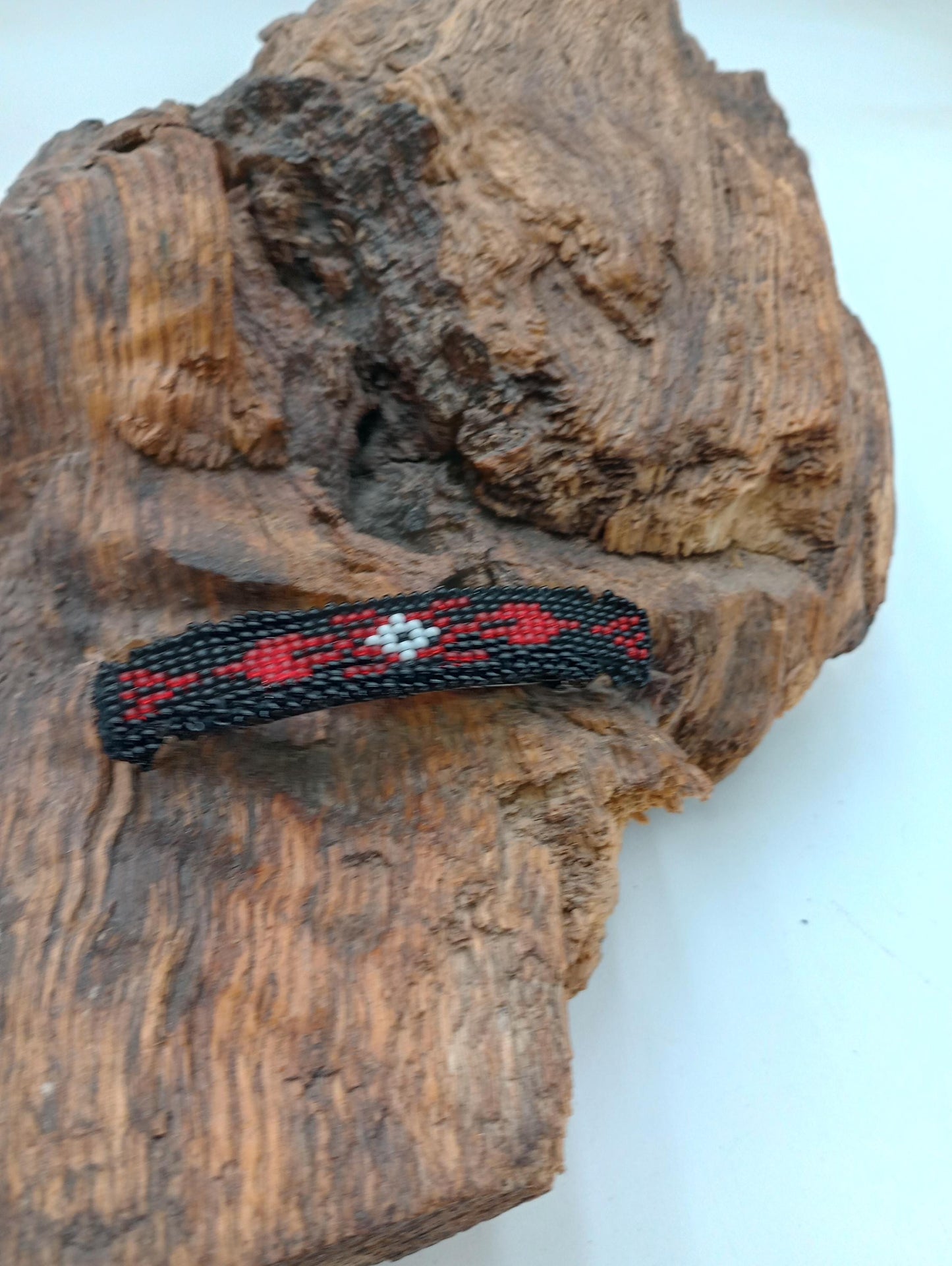 Hand Beaded Hair Barrette: Ojibwe Artisan Design - White Earth Nation