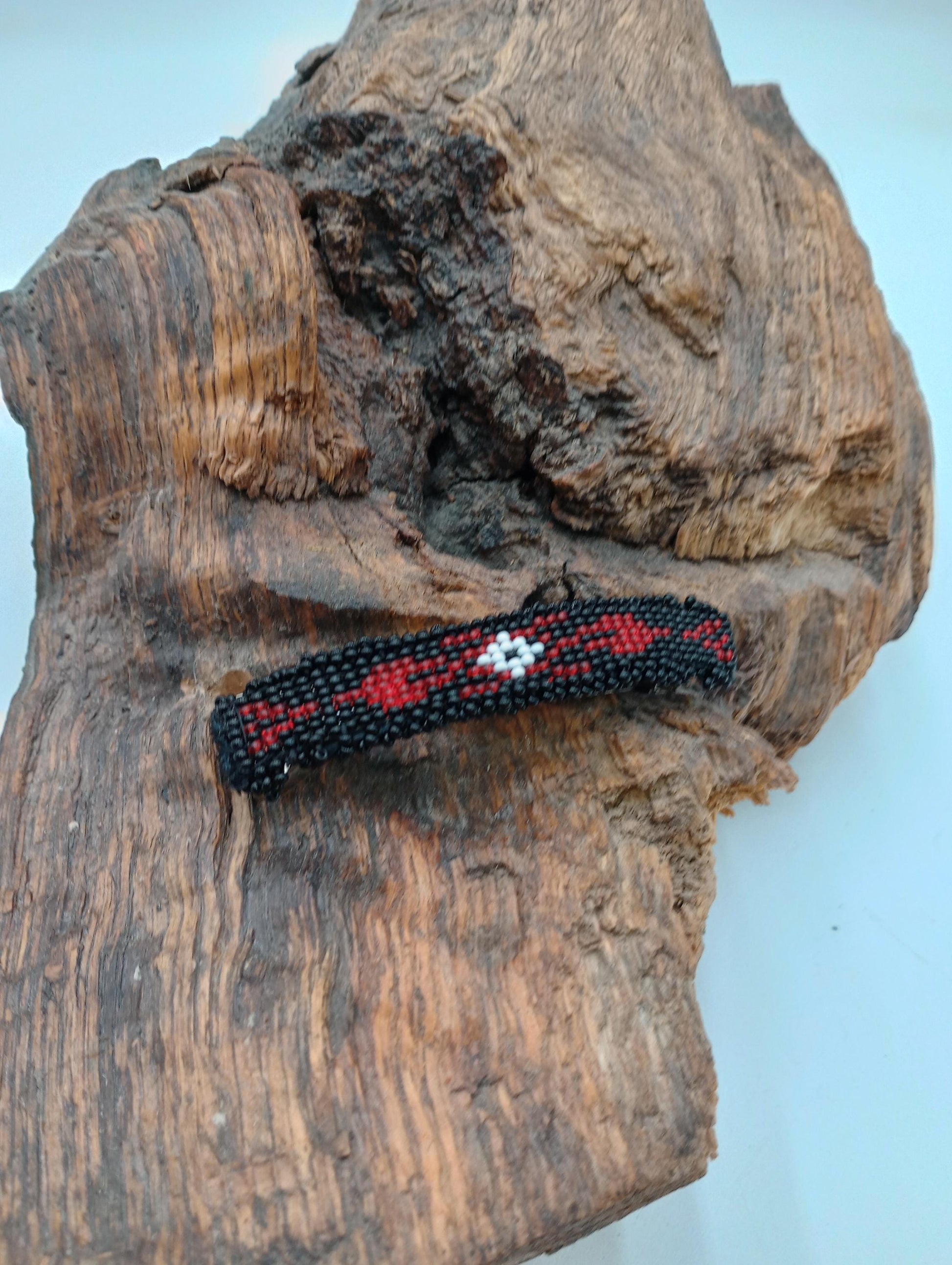 Hand Beaded Hair Barrette: Ojibwe Artisan Design - White Earth Nation