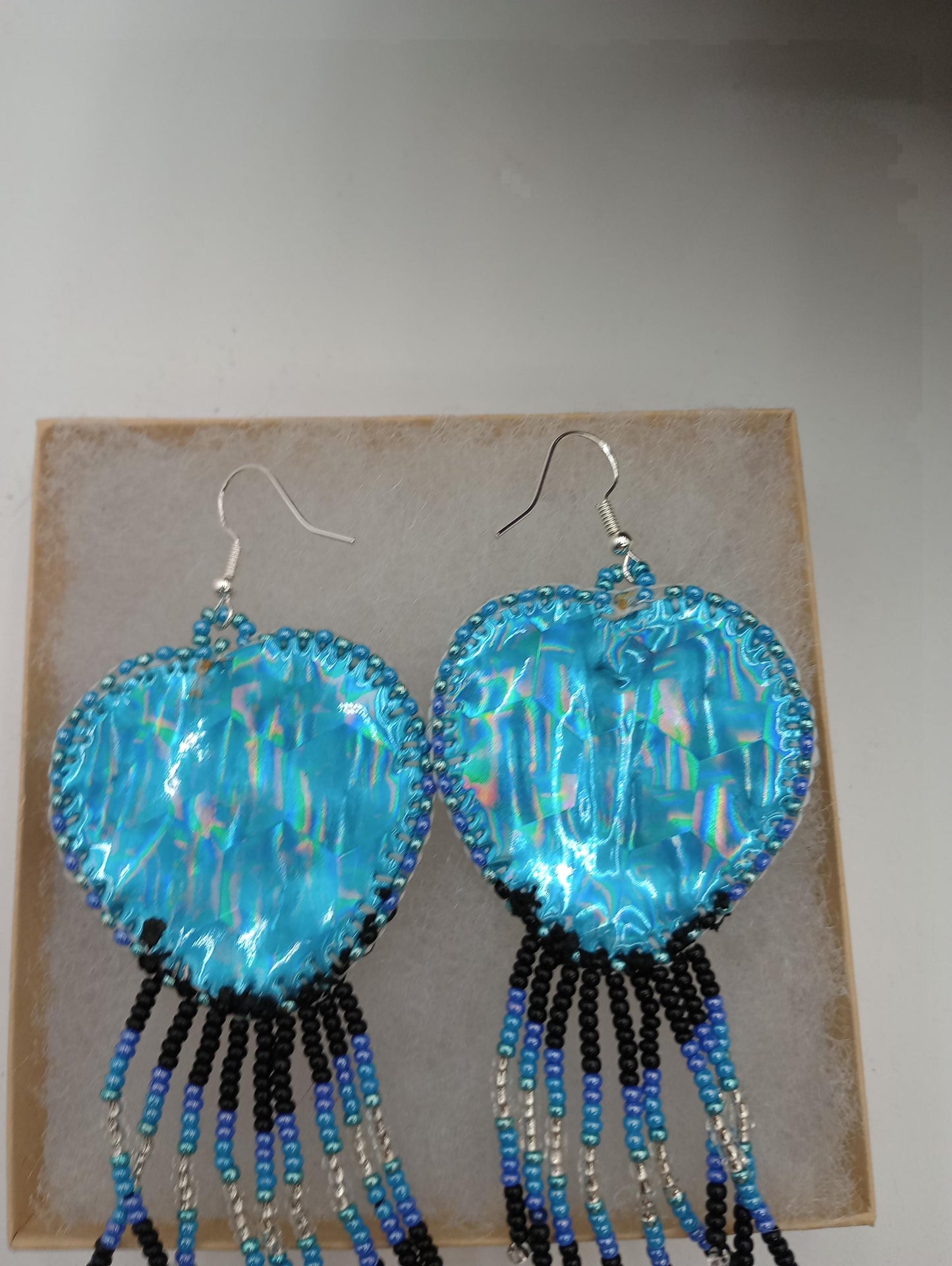 Hand Beaded Fringe Earrings: Anishinaabe Ojibwe Beadwork