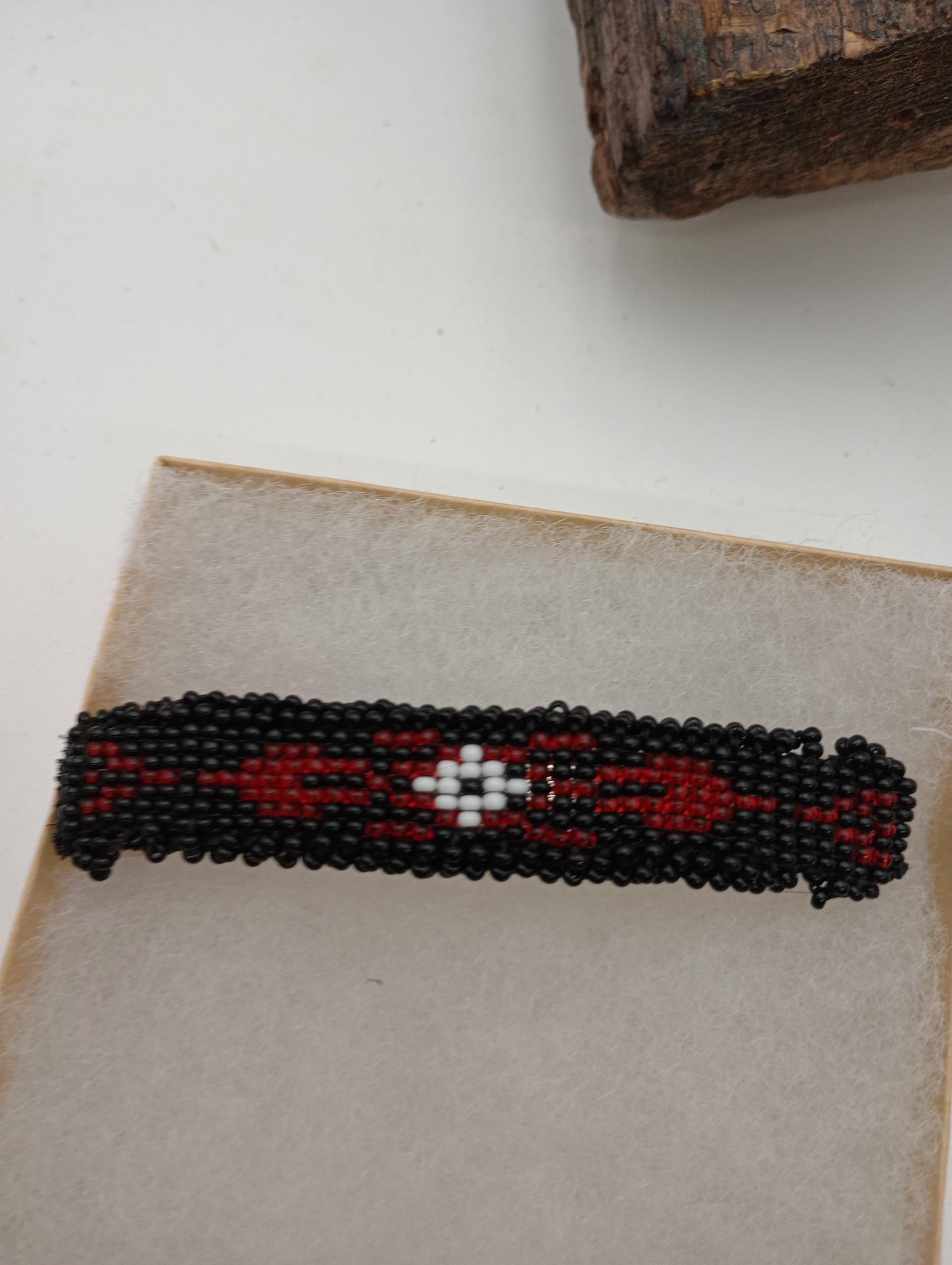 Hand Beaded Hair Barrette: Ojibwe Artisan Design - White Earth Nation