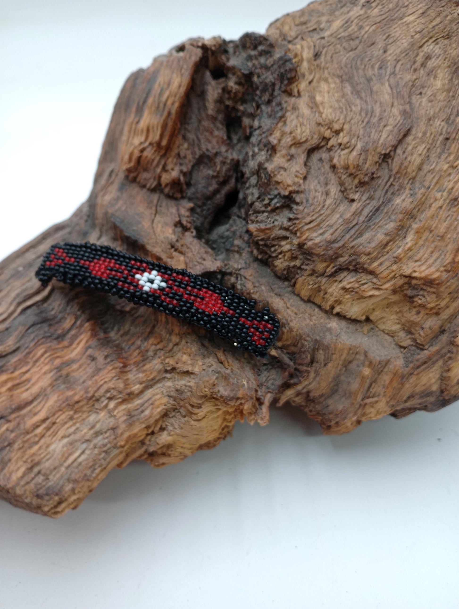 Hand Beaded Hair Barrette: Ojibwe Artisan Design - White Earth Nation