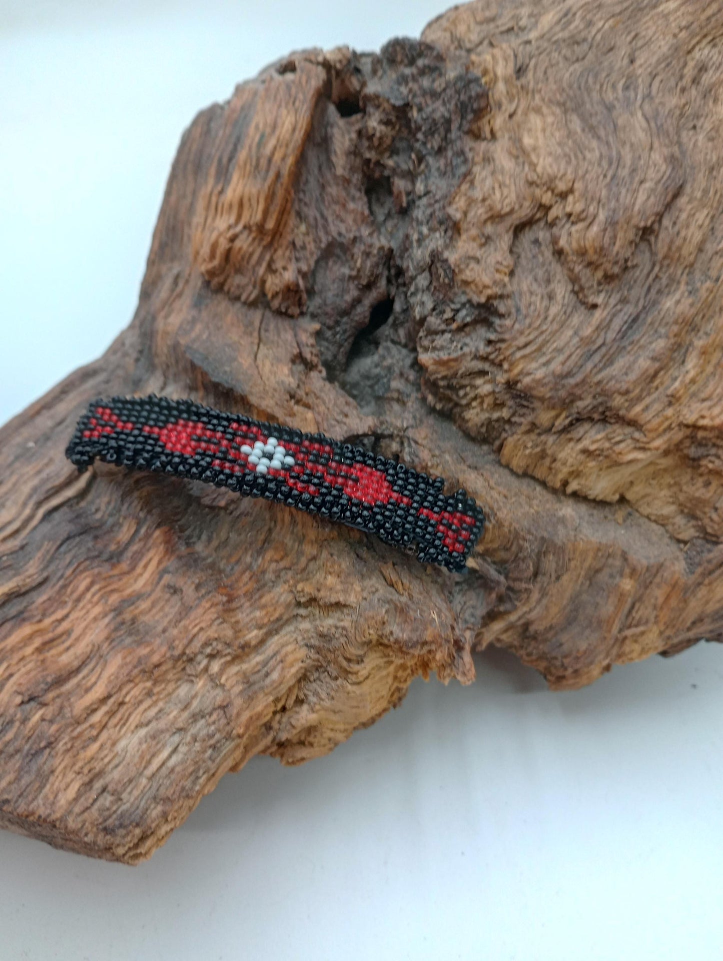Hand Beaded Hair Barrette: Ojibwe Artisan Design - White Earth Nation