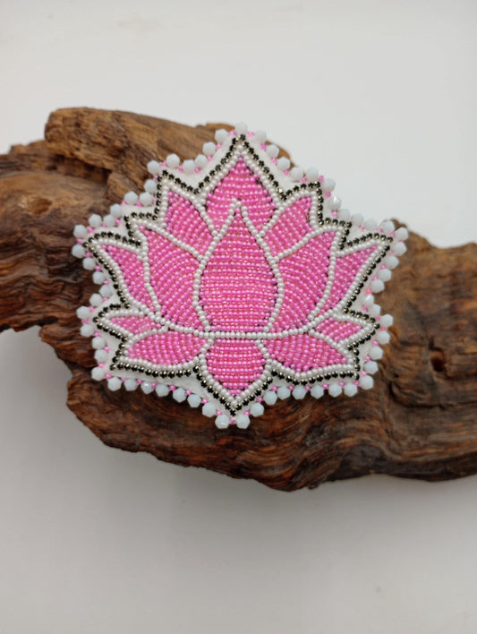 Hand Beaded Flower Barrette: Ojibwe Anishinaabe Beadwork