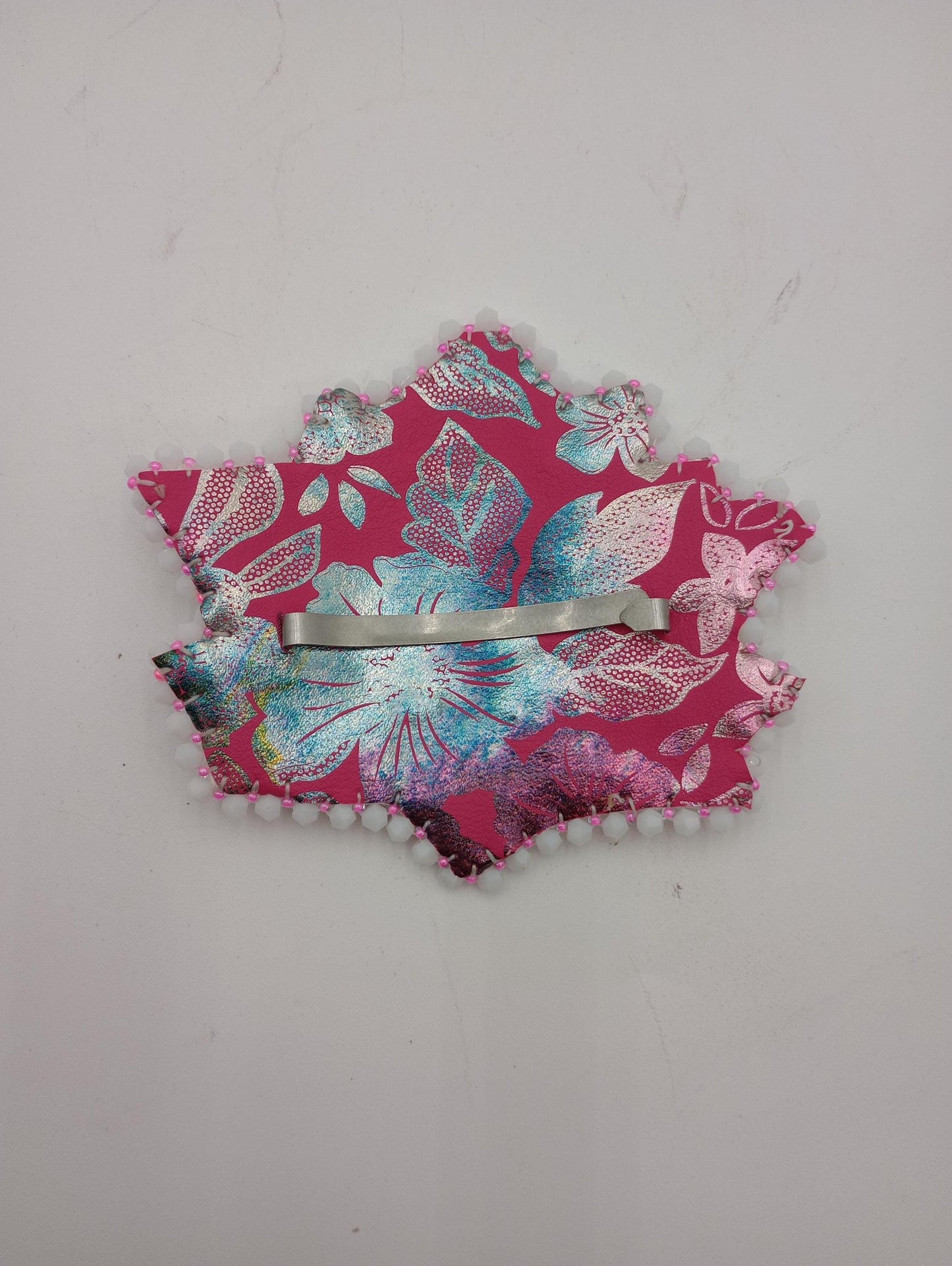 Hand Beaded Flower Barrette: Ojibwe Anishinaabe Beadwork