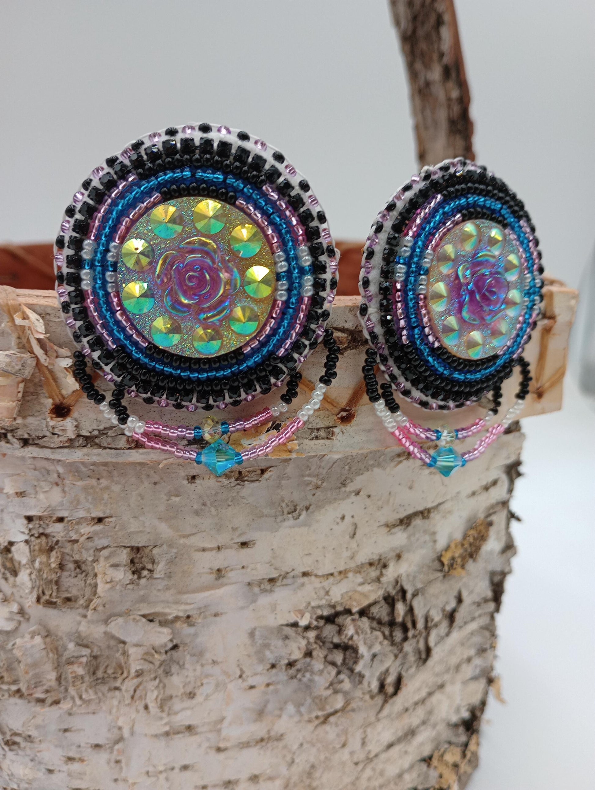 Hand Beaded Earrings: Anishinaabe/Ojibwe Beadwork, Hypoallergenic Hooks