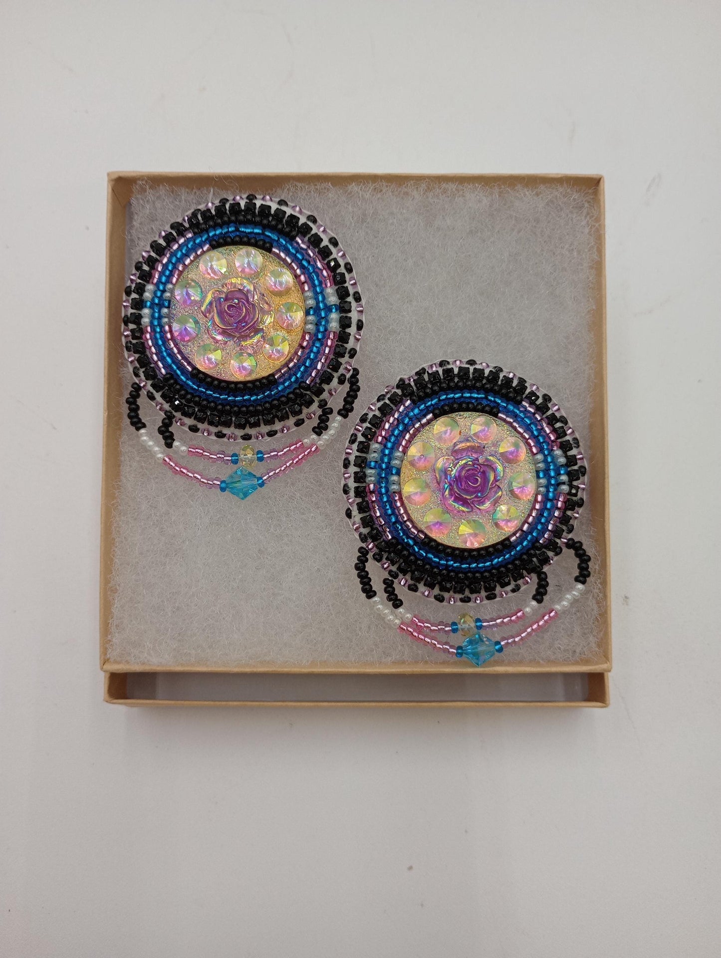 Hand Beaded Earrings: Anishinaabe/Ojibwe Beadwork, Hypoallergenic Hooks